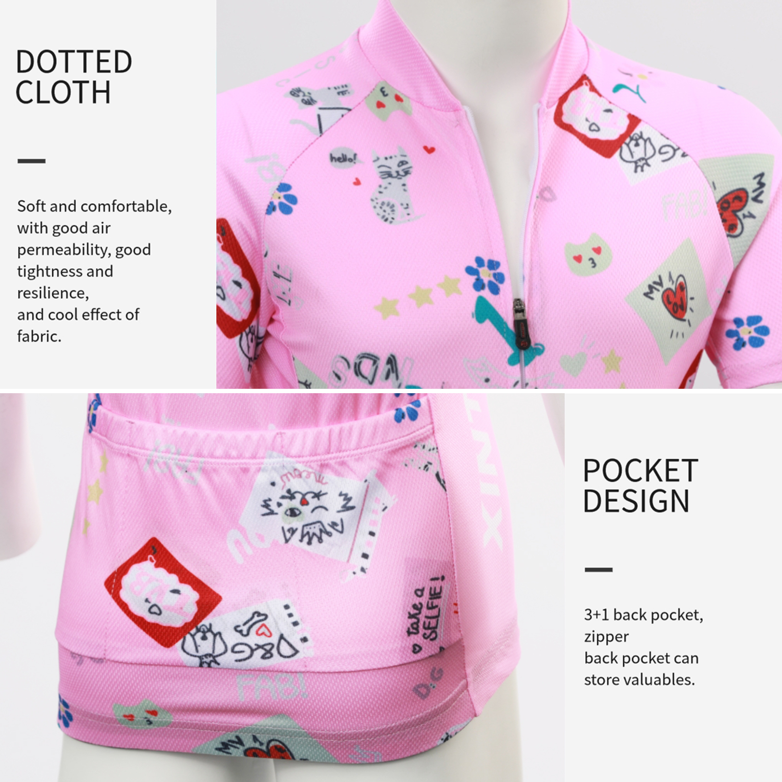 FREE FISHER Cycling Jersey Set for Children Short Sleeve Cartoon Print Quick Dry Boys Girls Bike Wear MTB Road Riding Bicycle Tops Shorts Set