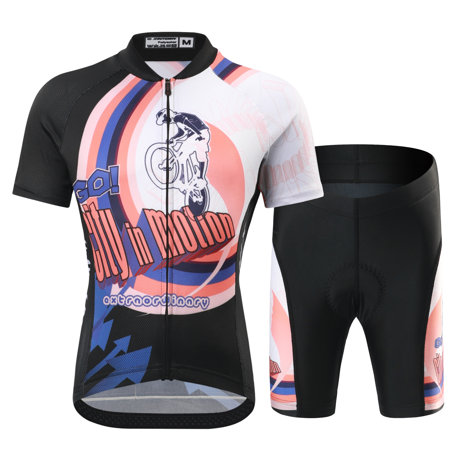 FREE FISHER Cycling Jersey Set for Children Short Sleeve Cartoon Print Quick Dry Boys Girls Bike Wear MTB Road Riding Bicycle Tops Shorts Set