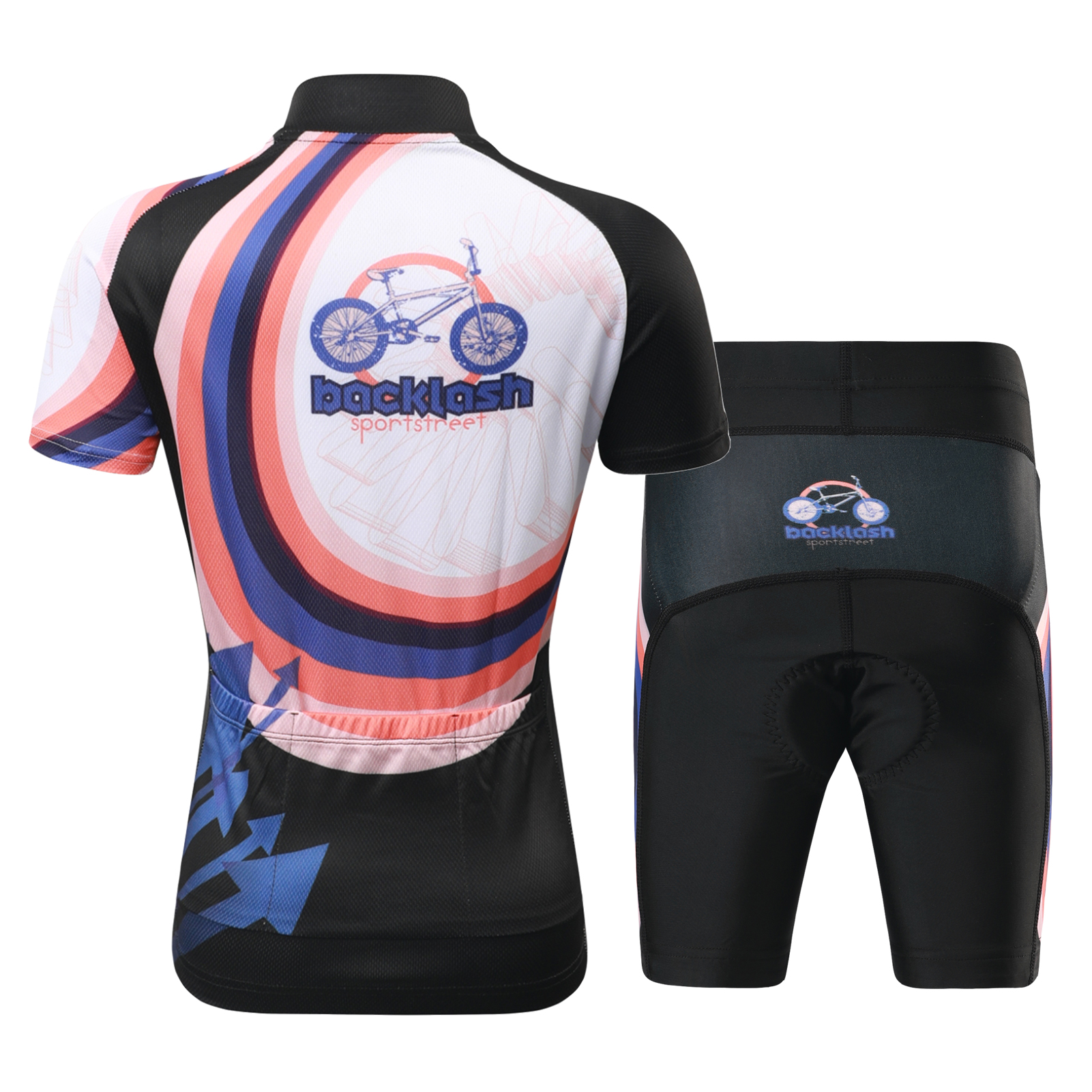 FREE FISHER Cycling Jersey Set for Children Short Sleeve Cartoon Print Quick Dry Boys Girls Bike Wear MTB Road Riding Bicycle Tops Shorts Set