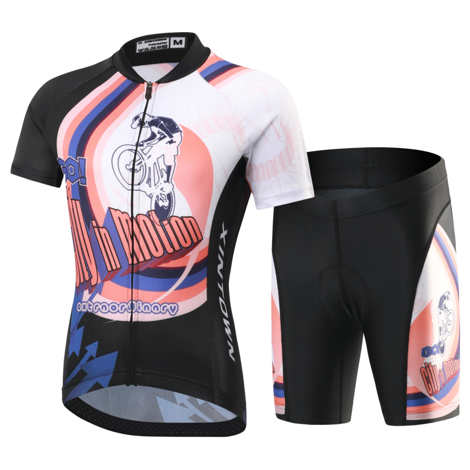 FREE FISHER Cycling Jersey Set for Children Short Sleeve Cartoon Print Quick Dry Boys Girls Bike Wear MTB Road Riding Bicycle Tops Shorts Set
