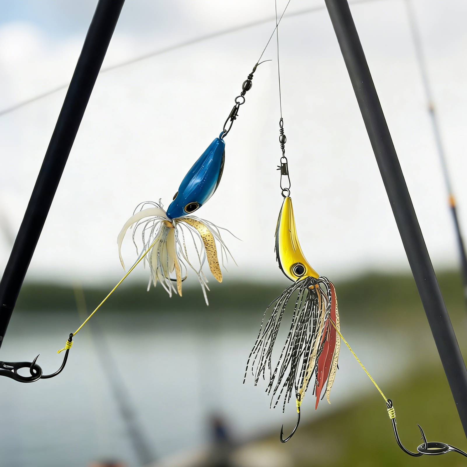 FREE FISHER 2pcs/Lot Lead Head Hook Iron Plate Jigs with Double-Hook,6.5cm 65g Sea Fishing Lures,Rubber Skirts Sinking Baits 