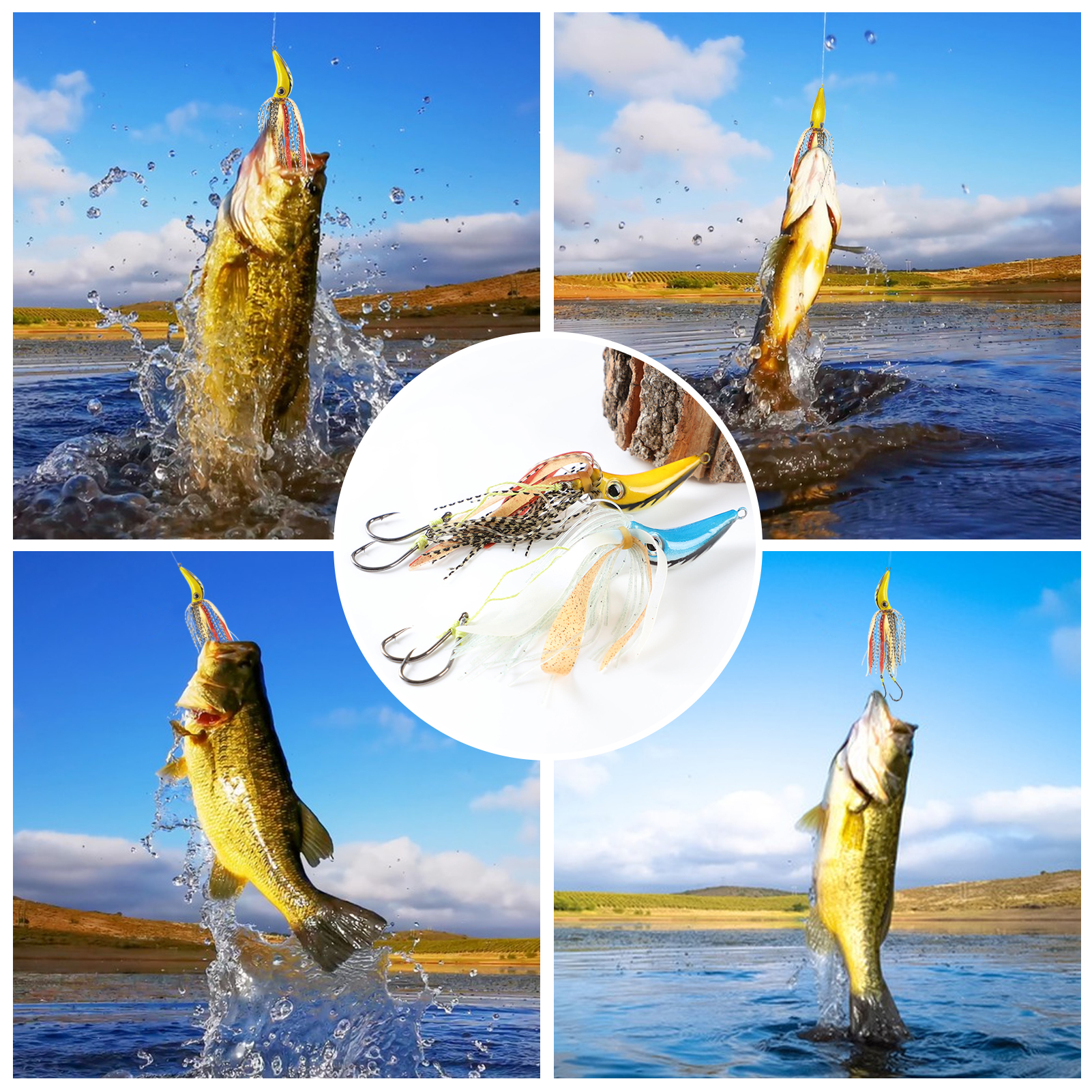 FREE FISHER 2pcs/Lot Lead Head Hook Iron Plate Jigs with Double-Hook,6.5cm 65g Sea Fishing Lures,Rubber Skirts Sinking Baits 