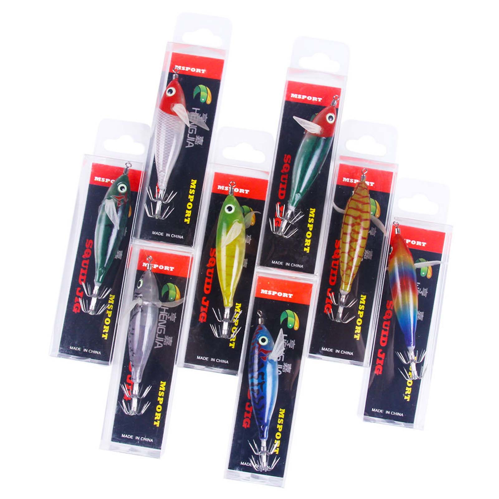 FREE FISHER 8pcs/Lot Fishing Squids 6g 8cm Luminous Octopus Cuttlefish Baits Sea Fishing Shrimps Lures for Saltwater Artificial Jig Hooks