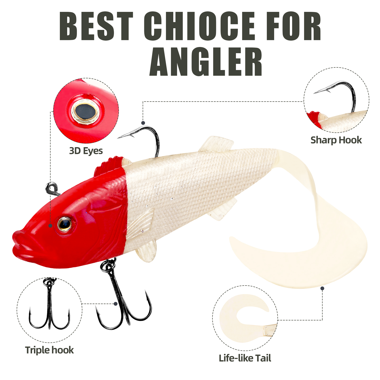 FREE FISHER 8pcs/Lot Fishing Swimbaits,18cm 75g Sea Fishing Artificial Lures,Jig Head Fish Lure,Wobbler Soft Baits with Hook