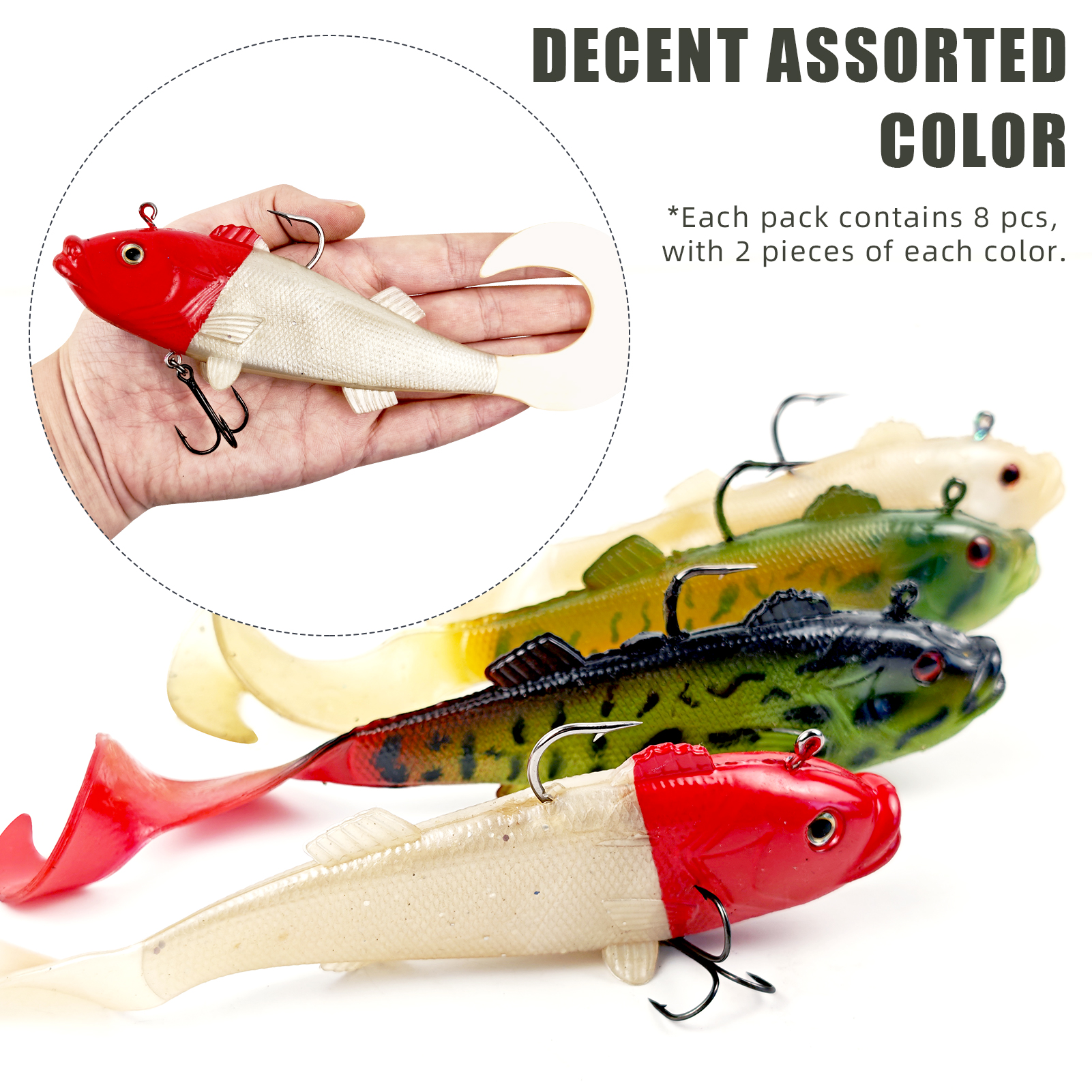 FREE FISHER 8pcs/Lot Fishing Swimbaits,18cm 75g Sea Fishing Artificial Lures,Jig Head Fish Lure,Wobbler Soft Baits with Hook