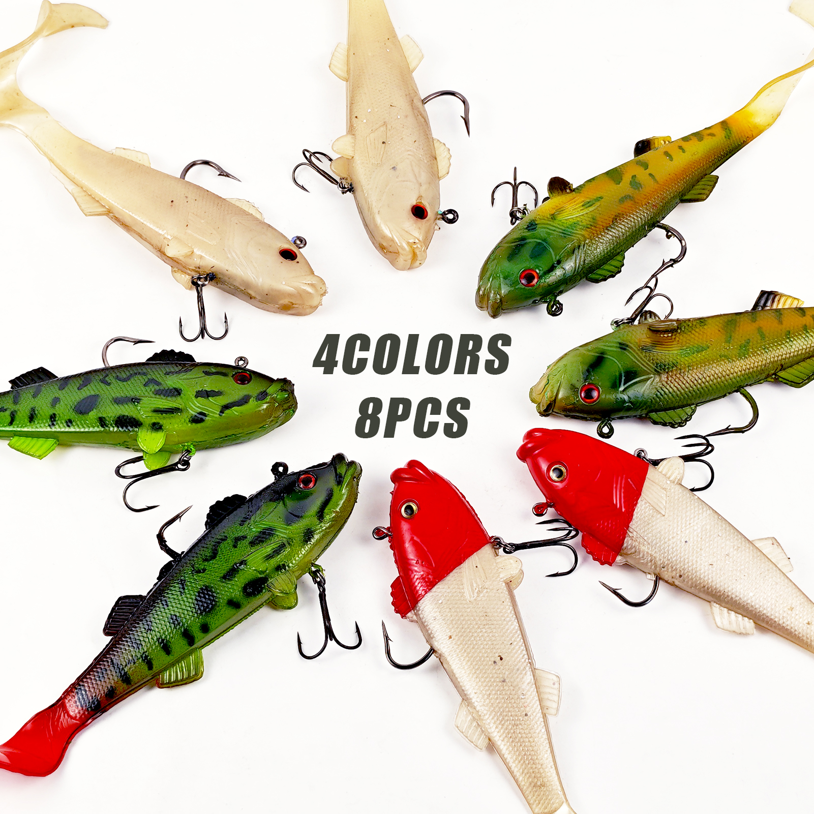 FREE FISHER 8pcs/Lot Fishing Swimbaits,18cm 75g Sea Fishing Artificial Lures,Jig Head Fish Lure,Wobbler Soft Baits with Hook