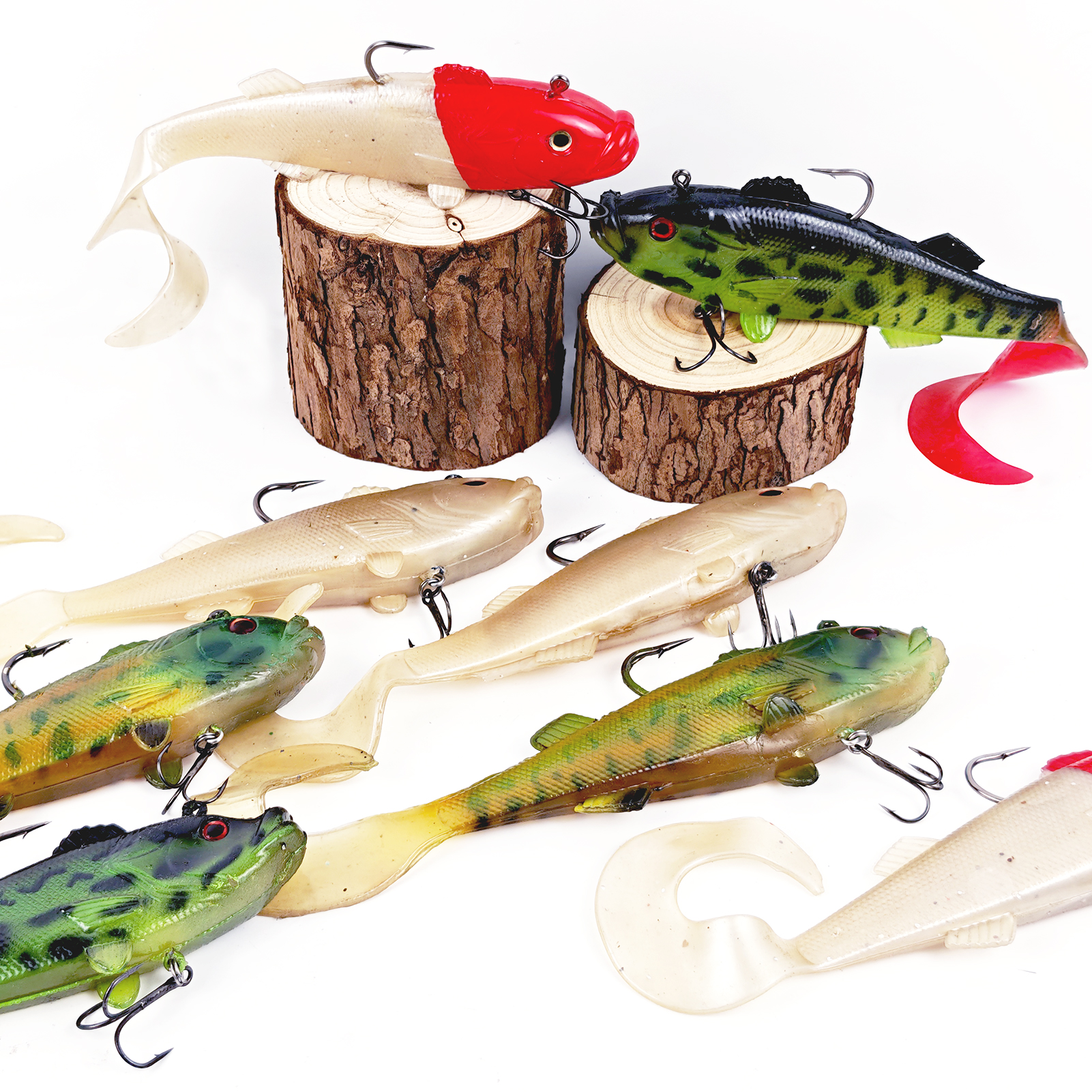 FREE FISHER 8pcs/Lot Fishing Swimbaits,18cm 75g Sea Fishing Artificial Lures,Jig Head Fish Lure,Wobbler Soft Baits with Hook