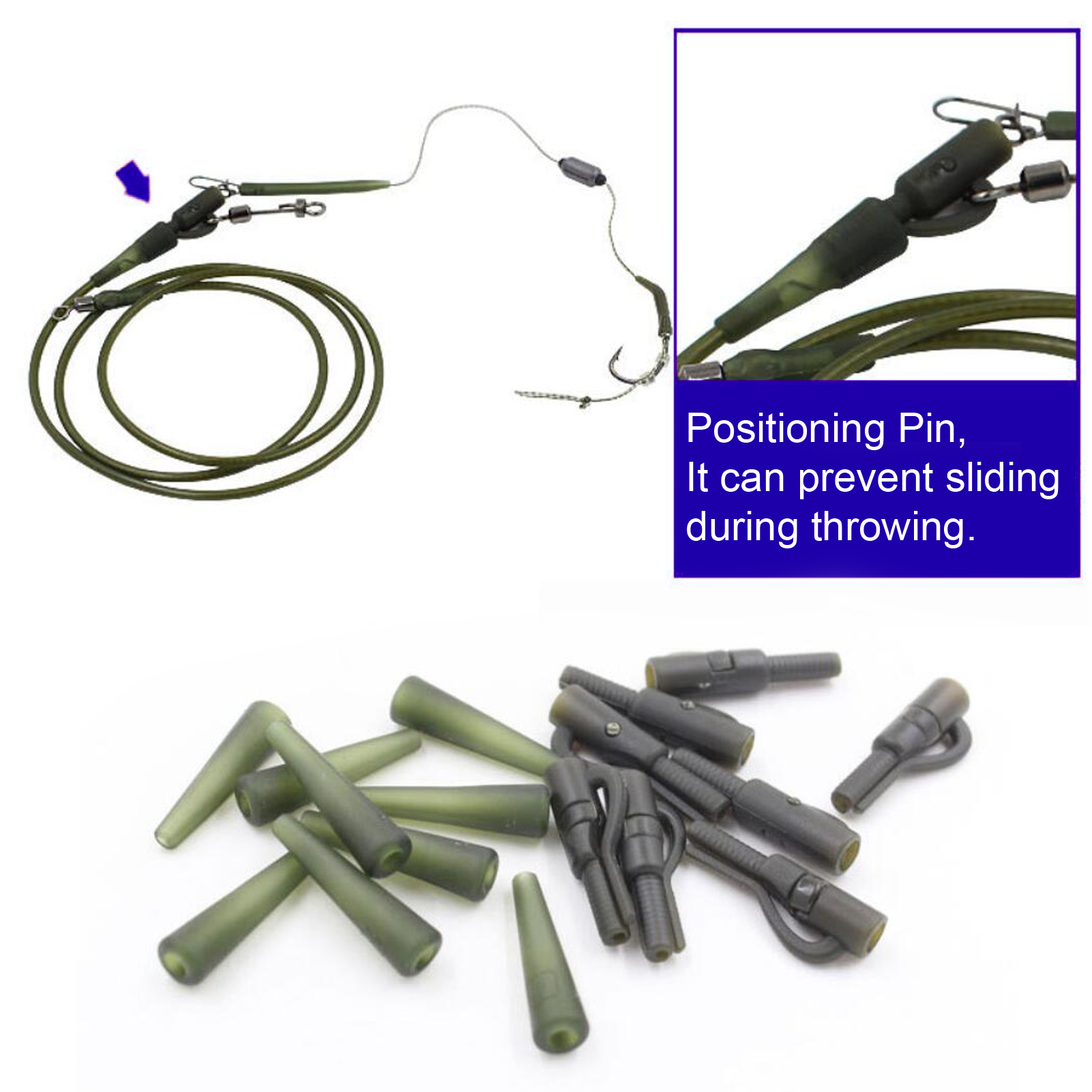 FREE FISHER 31pcs Carp Fishing Tackle Kit Weedless Treble Hooks 2-4g Wood Floats 3-Arm Steel Wire Double Fishhook Trolling Positioning Pin