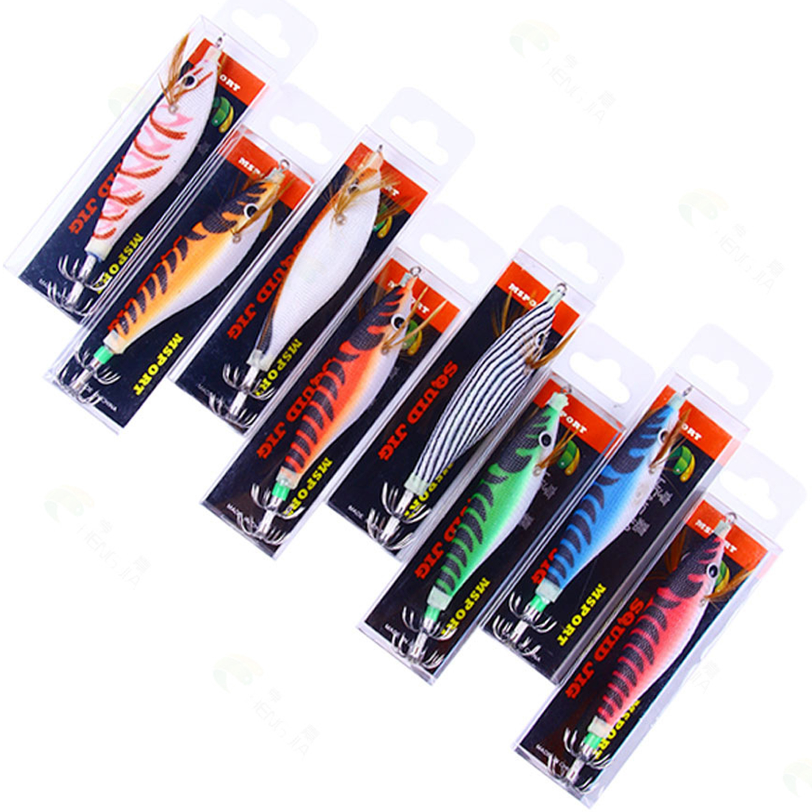 Fishing Squid Jigs 8pcs/Lot 10cm 9.6g Sea Fishing Round Belly Wood Shrimps Luminous Octopus Hook Fishing Cuttlefish Baits Fishing Cuttlefish Baits