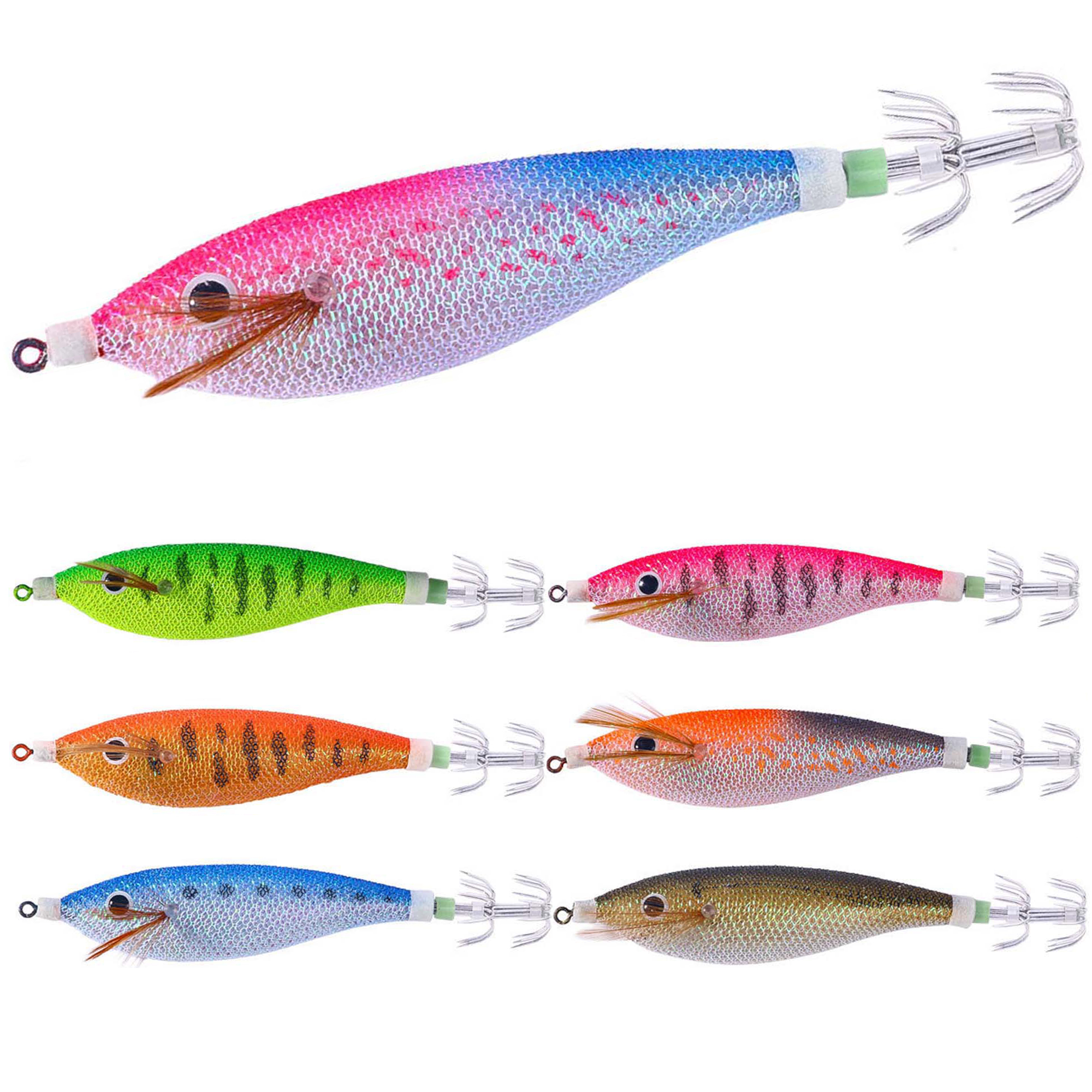 FREE FISHER Fishing Cuttlefish Baits 11cm/4.3in 13g/0.45oz Squid Jigs Luminous Octopus Artificial Jigging Lures for Sea Fishing Wood Shrimps