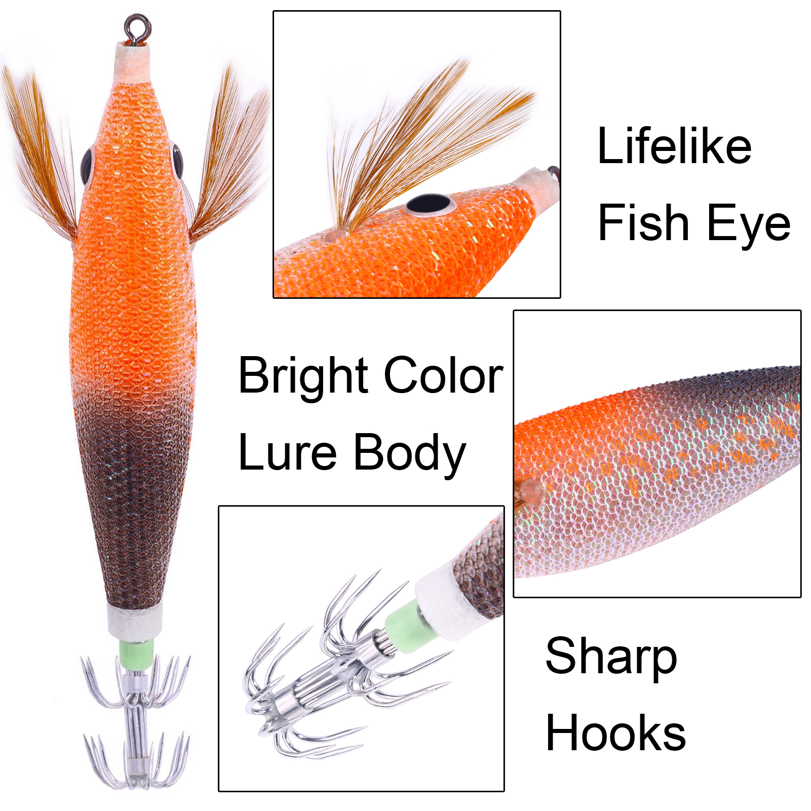 FREE FISHER Fishing Cuttlefish Baits 11cm/4.3in 13g/0.45oz Squid Jigs Luminous Octopus Artificial Jigging Lures for Sea Fishing Wood Shrimps