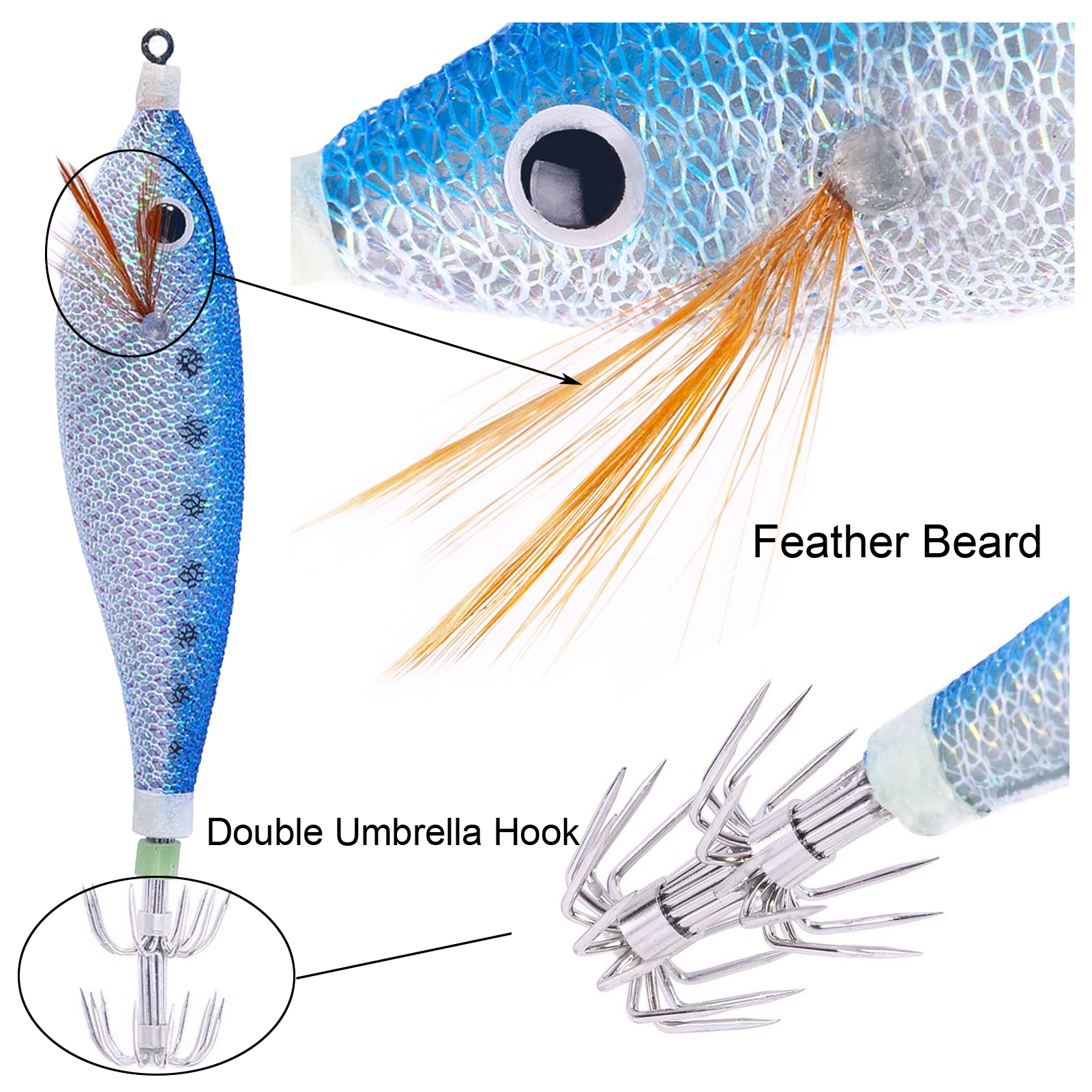 FREE FISHER Fishing Cuttlefish Baits 11cm/4.3in 13g/0.45oz Squid Jigs Luminous Octopus Artificial Jigging Lures for Sea Fishing Wood Shrimps