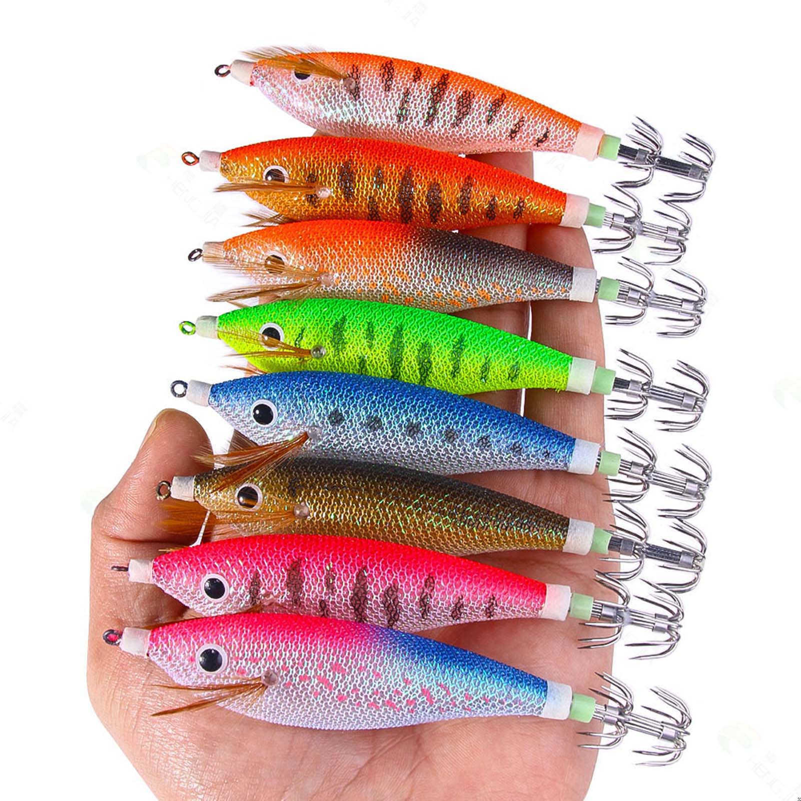 FREE FISHER Fishing Cuttlefish Baits 11cm/4.3in 13g/0.45oz Squid Jigs Luminous Octopus Artificial Jigging Lures for Sea Fishing Wood Shrimps