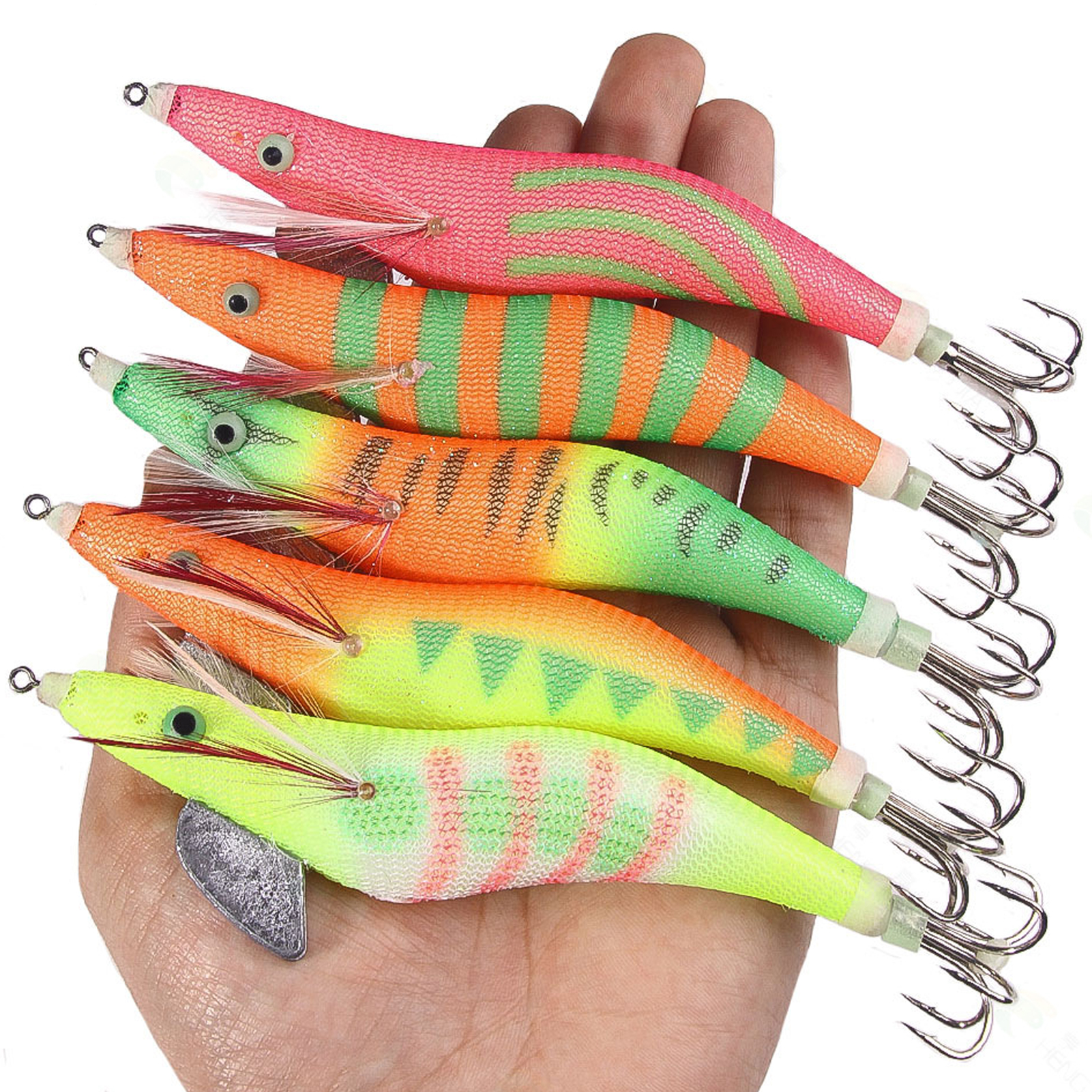 FREE FISHER Luminous Squid Jigs 22pcs/Lot 15cm 28g Artificial Fishing Lure Squid Hook Jigging Baits Octopus Cuttlefish Sea Fishing Saltwater