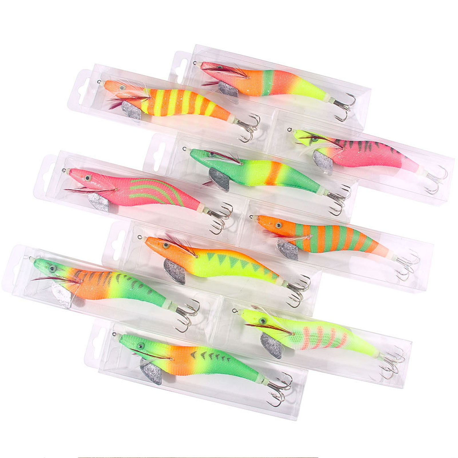 FREE FISHER Luminous Squid Jigs 22pcs/Lot 15cm 28g Artificial Fishing Lure Squid Hook Jigging Baits Octopus Cuttlefish Sea Fishing Saltwater