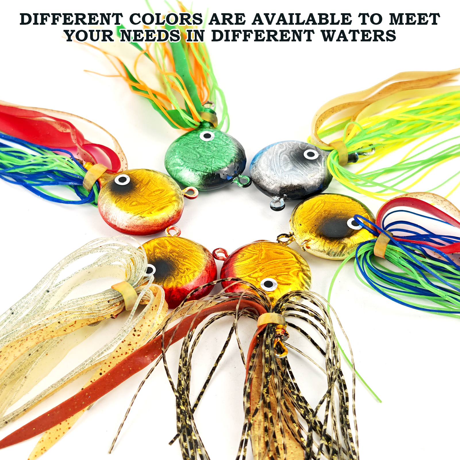 FREE FISHER 6pcs/Lot Sea Fishing Jig Head Lures with Silicone Skirts,4cm 40g Jerkbait Artificial Lures,Iron Plate Trolling Baits 