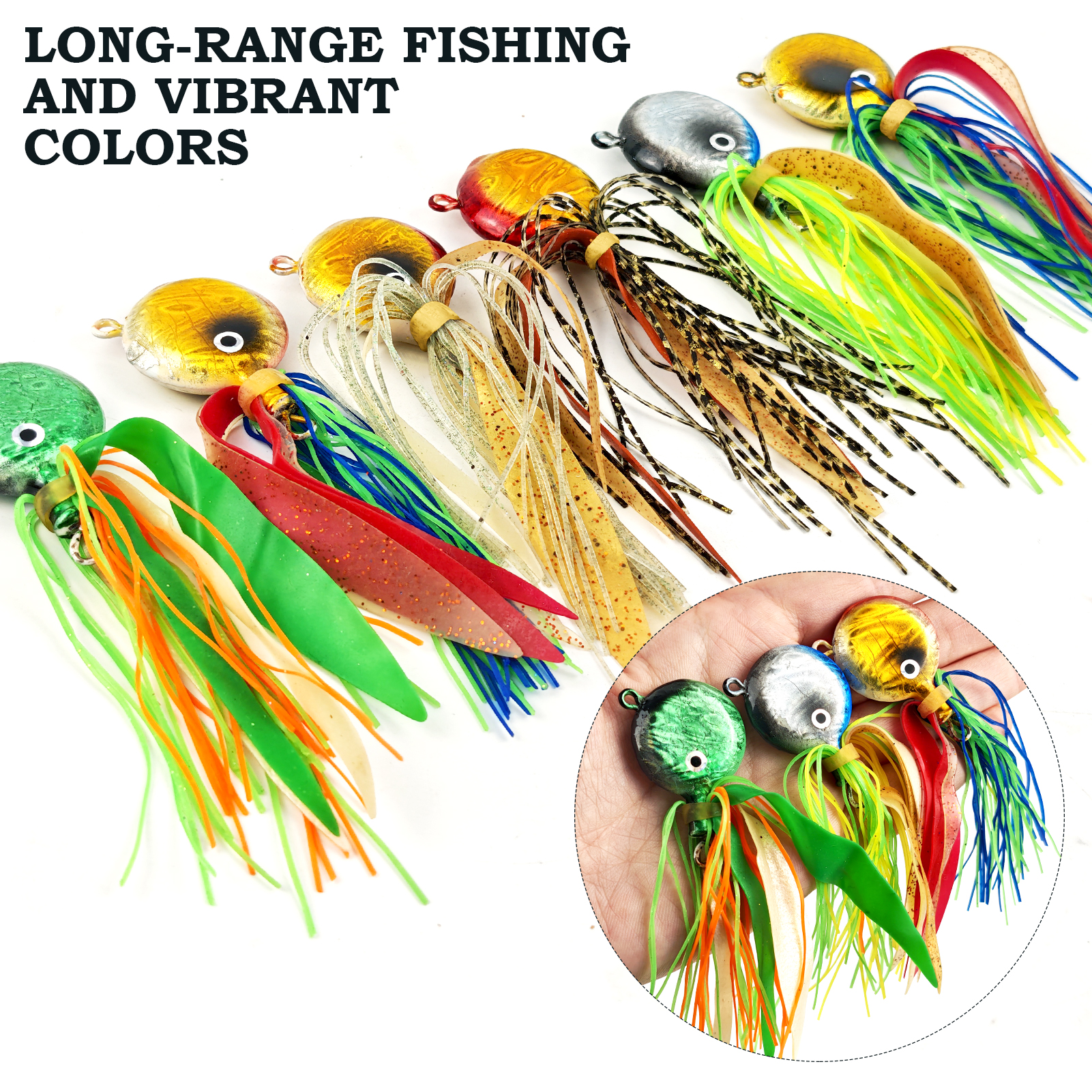 FREE FISHER 6pcs/Lot Sea Fishing Jig Head Lures with Silicone Skirts,4cm 40g Jerkbait Artificial Lures,Iron Plate Trolling Baits 