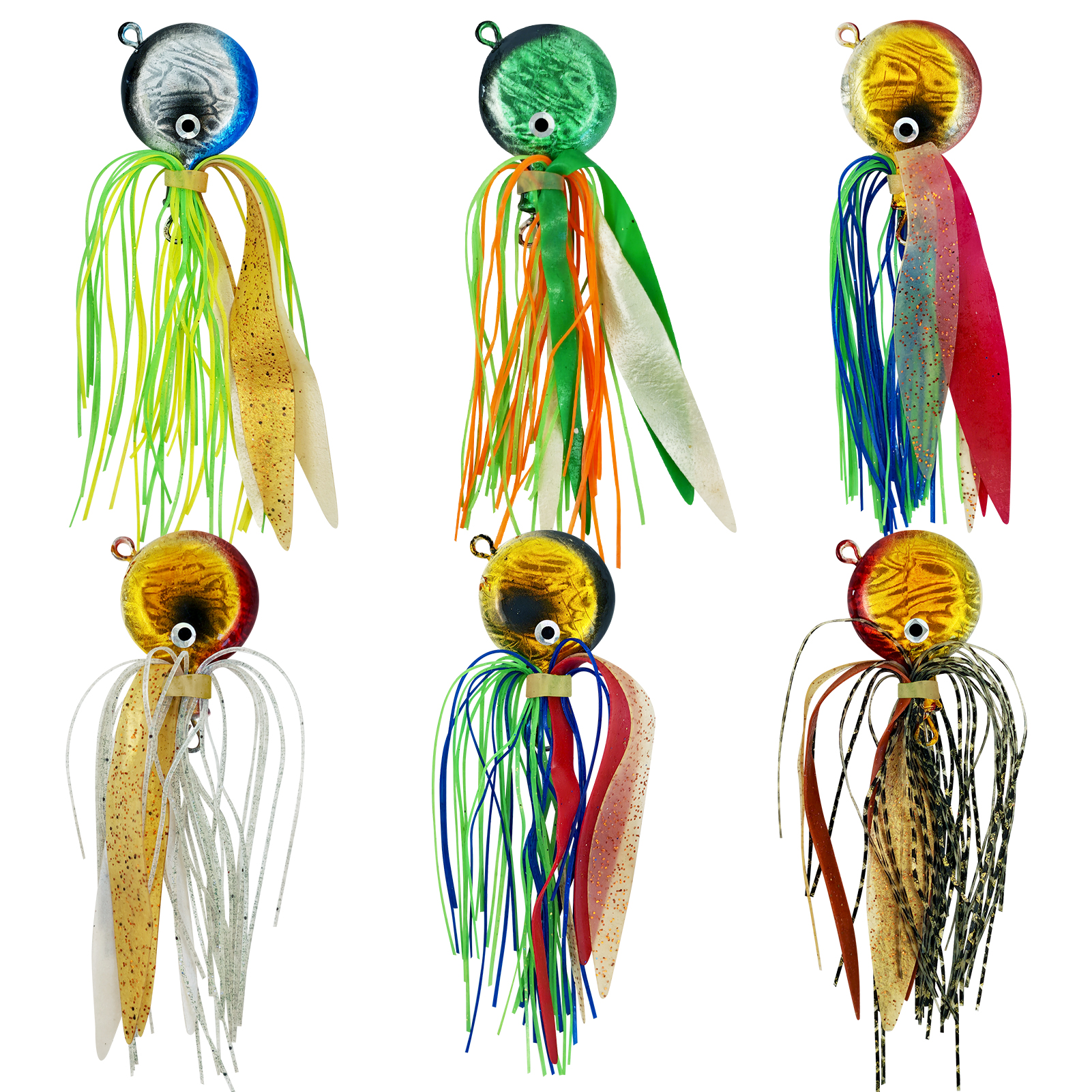FREE FISHER 6pcs/Lot Sea Fishing Jig Head Lures with Silicone Skirts,4cm 40g Jerkbait Artificial Lures,Iron Plate Trolling Baits 