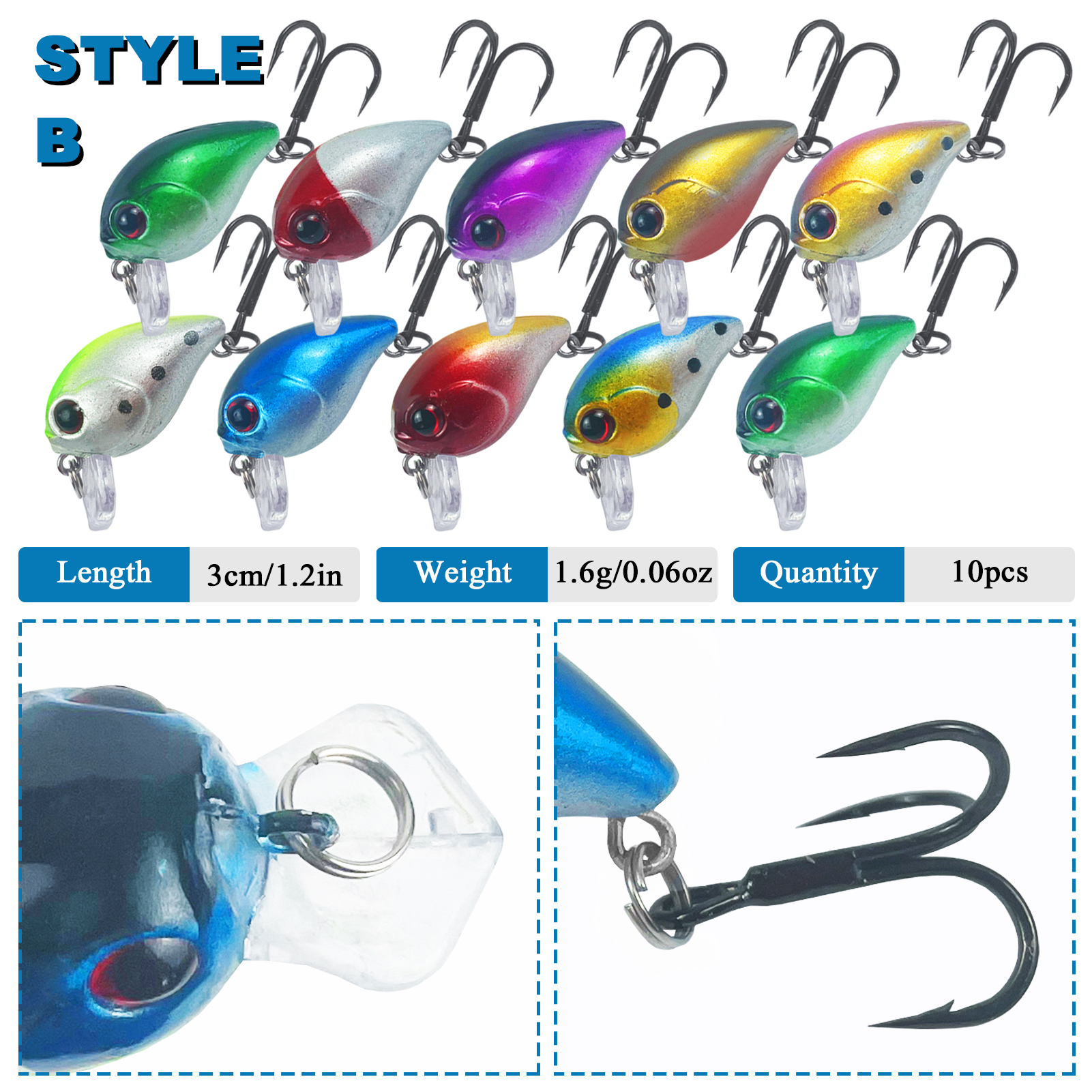 FREE FISHER Fishing Hard Lures Kit,43pcs/Lot Mixed Minnows,Crankbaits Poppers,Bass Fishing Baits,Simulated Artificial Lures Set