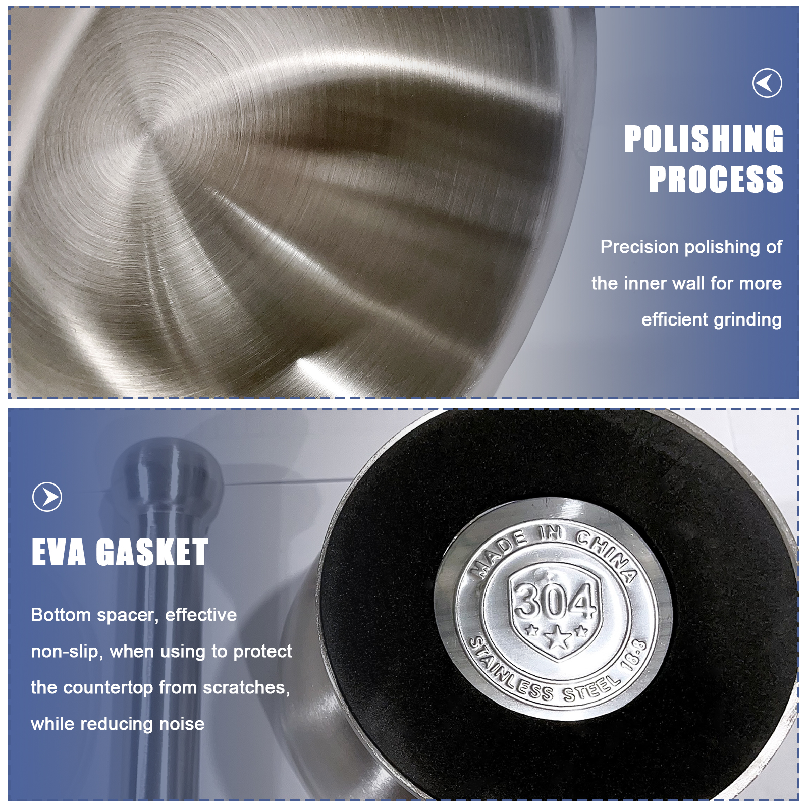 ADAMAS-BETA Lab 304 Stainless Steel Mortar Pestle Set 85mm 98mm with Grinding Rod Holed Dustproof Cover for Laboratory Tamping/Grinding