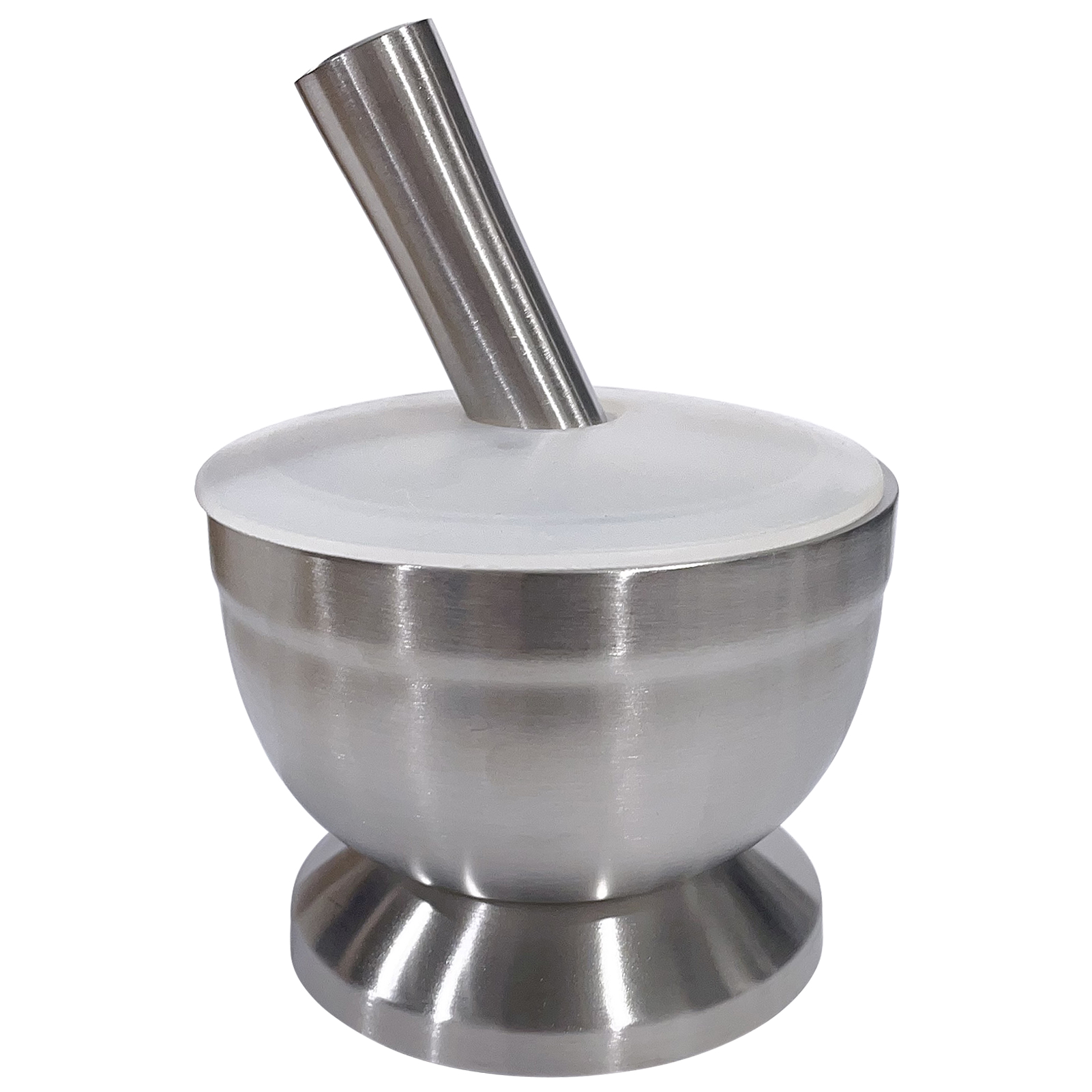 ADAMAS-BETA Lab 304 Stainless Steel Mortar Pestle Set 85mm 98mm with Grinding Rod Holed Dustproof Cover for Laboratory Tamping/Grinding