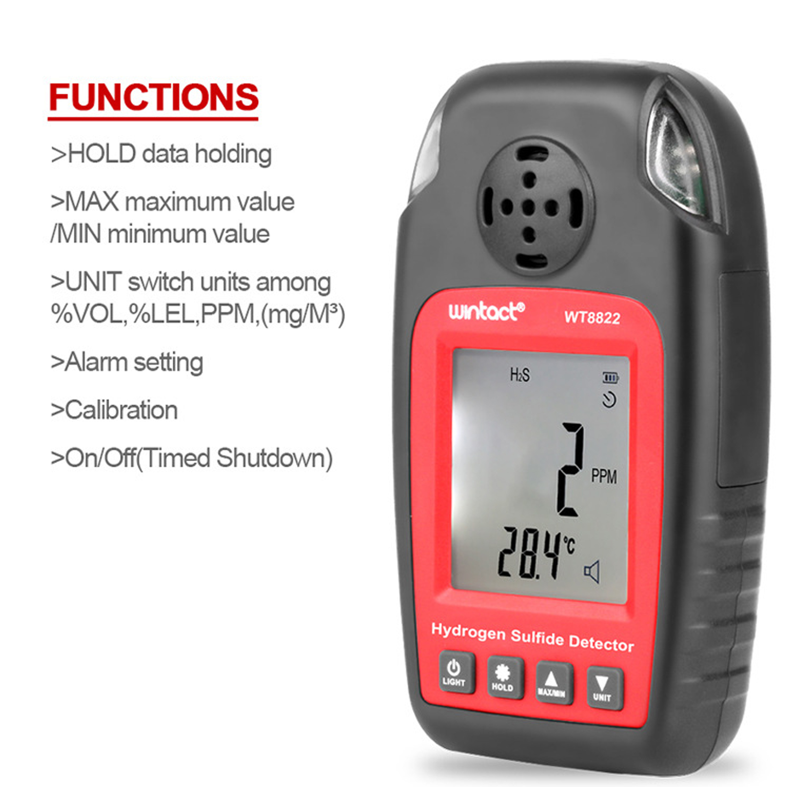 ADAMAS-BETA Portable Hydrogen Sulfide Concentration Detector Handheld VOC Detector High Sensitivity HD Screen Diaplay Laboratory Equipment