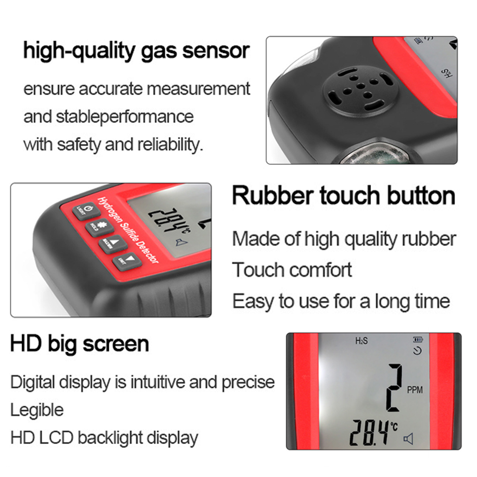 ADAMAS-BETA Portable Hydrogen Sulfide Concentration Detector Handheld VOC Detector High Sensitivity HD Screen Diaplay Laboratory Equipment