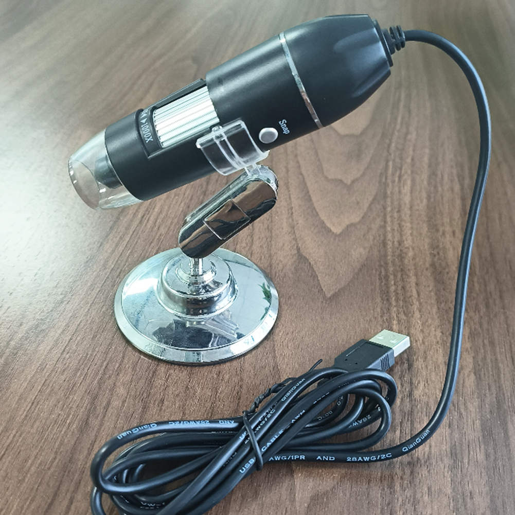 ADAMAS-BETA 1pcs USB Digital Microscope X4-1000X, 8 LED Magnification Endoscope Camera Metal Stand, Compatible for MAC/Android Phone Lab Microscope