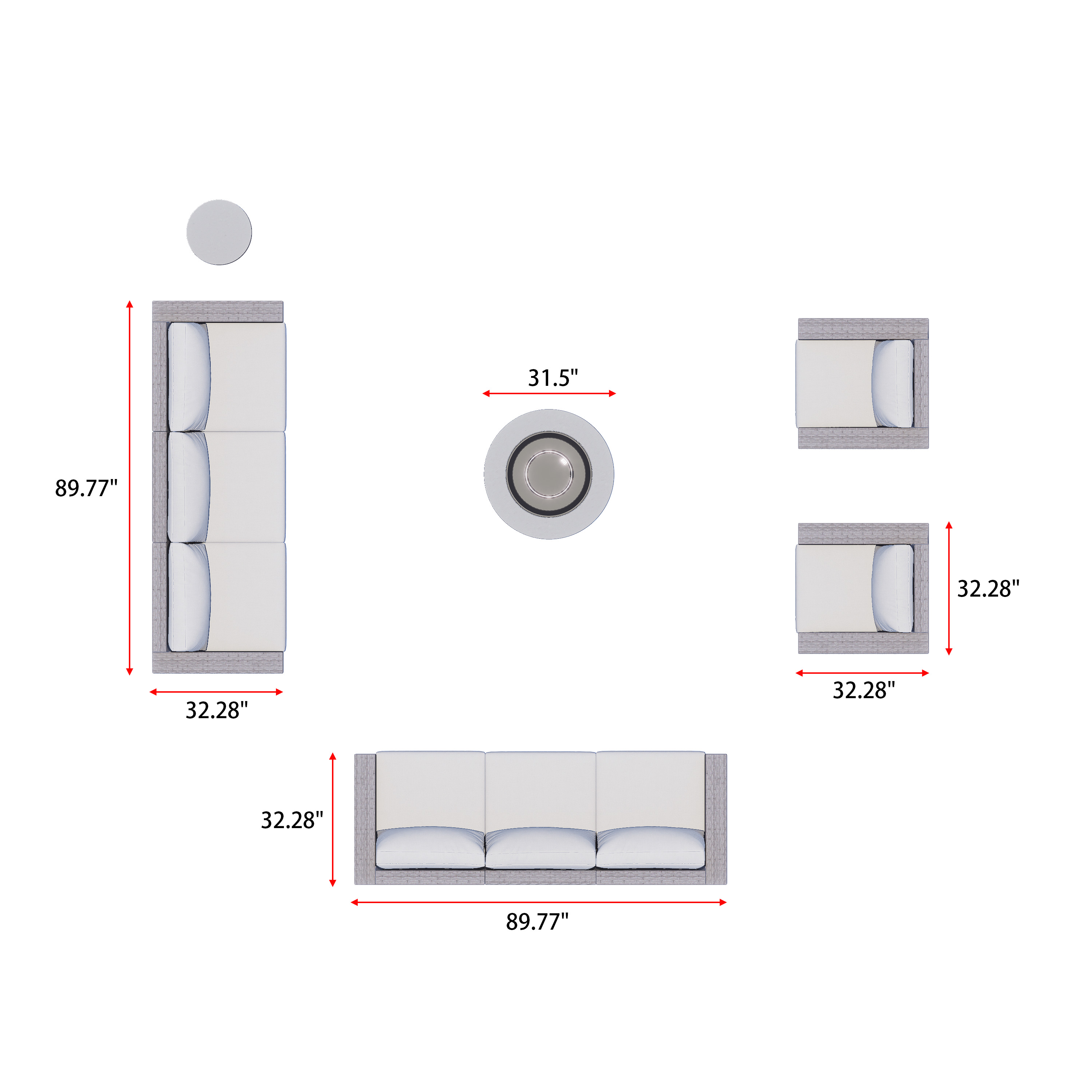 AVALON 10 Piece Wicker Sectional Sofa Set With Fire table-Egg - 8 Seat