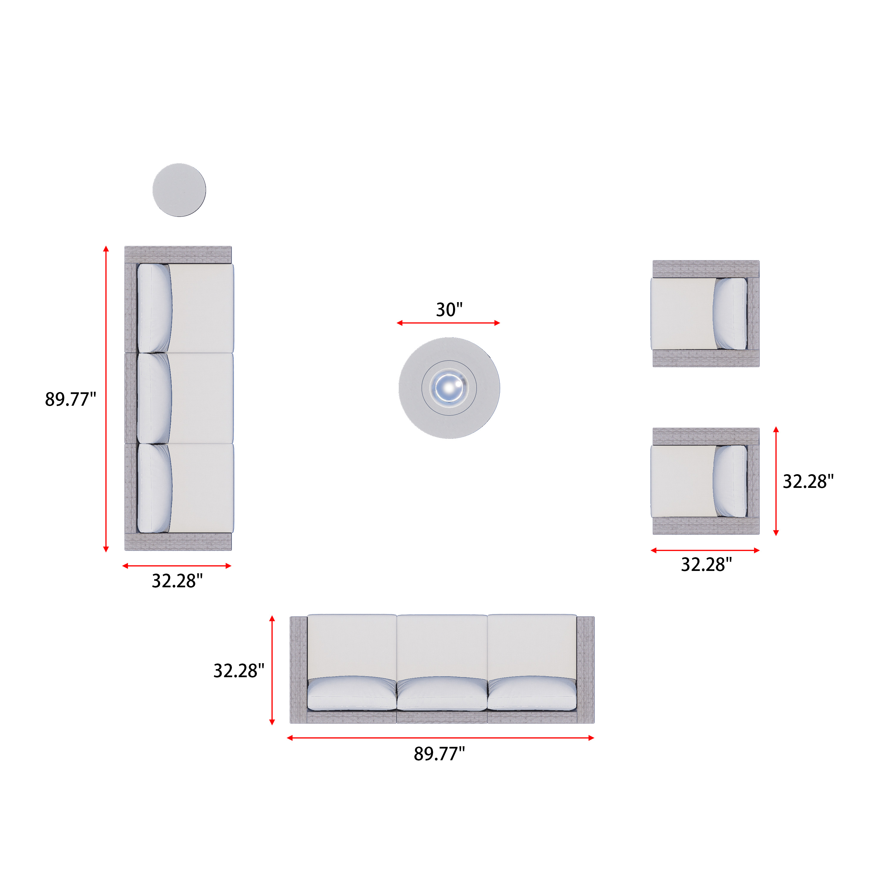 AVALON 10 Piece Wicker Conversation Sofa Set With Fire table-Cylinder - 8 Seat