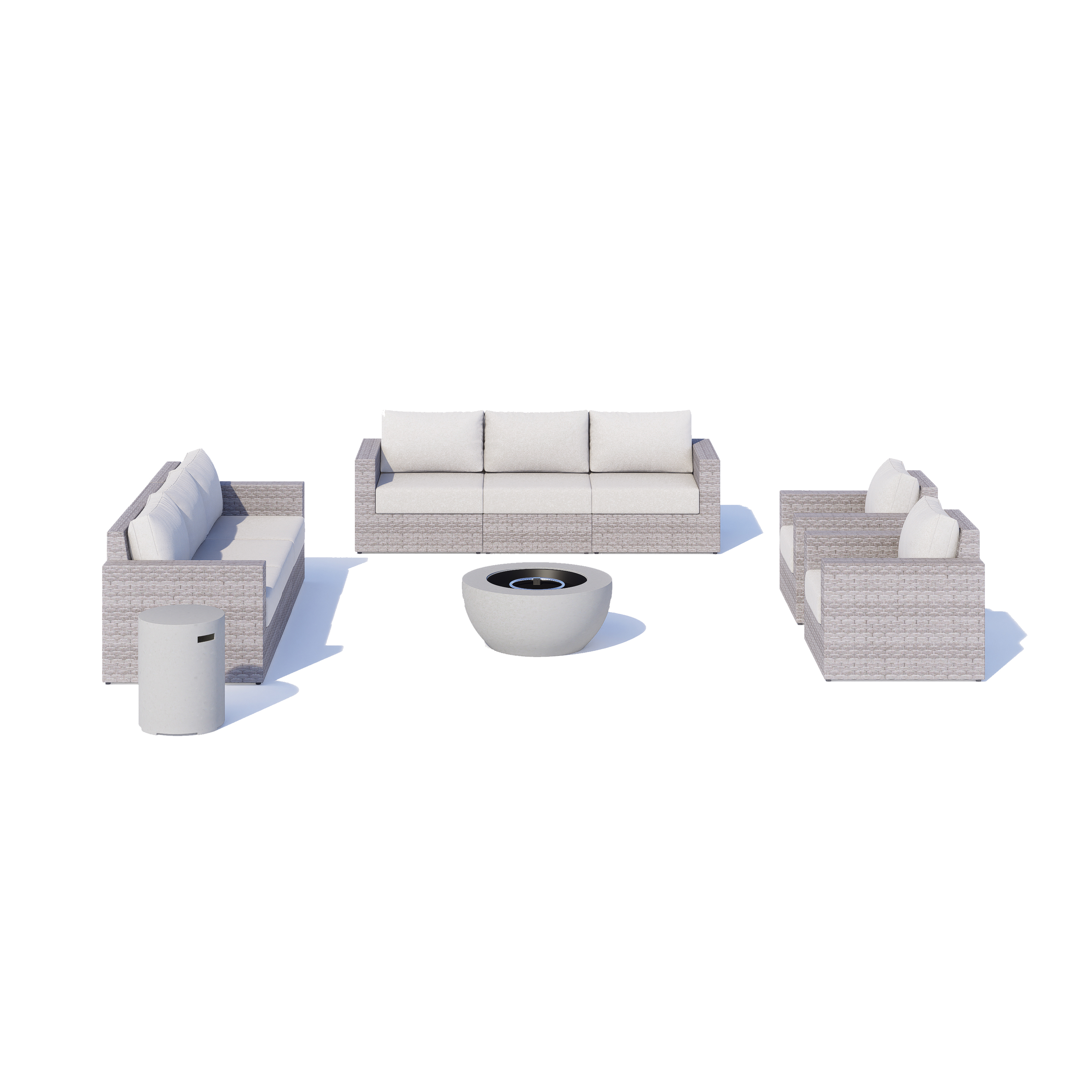 AVALON 10 Piece Wicker Sectional Sofa Set With Fire table-Egg - 8 Seat