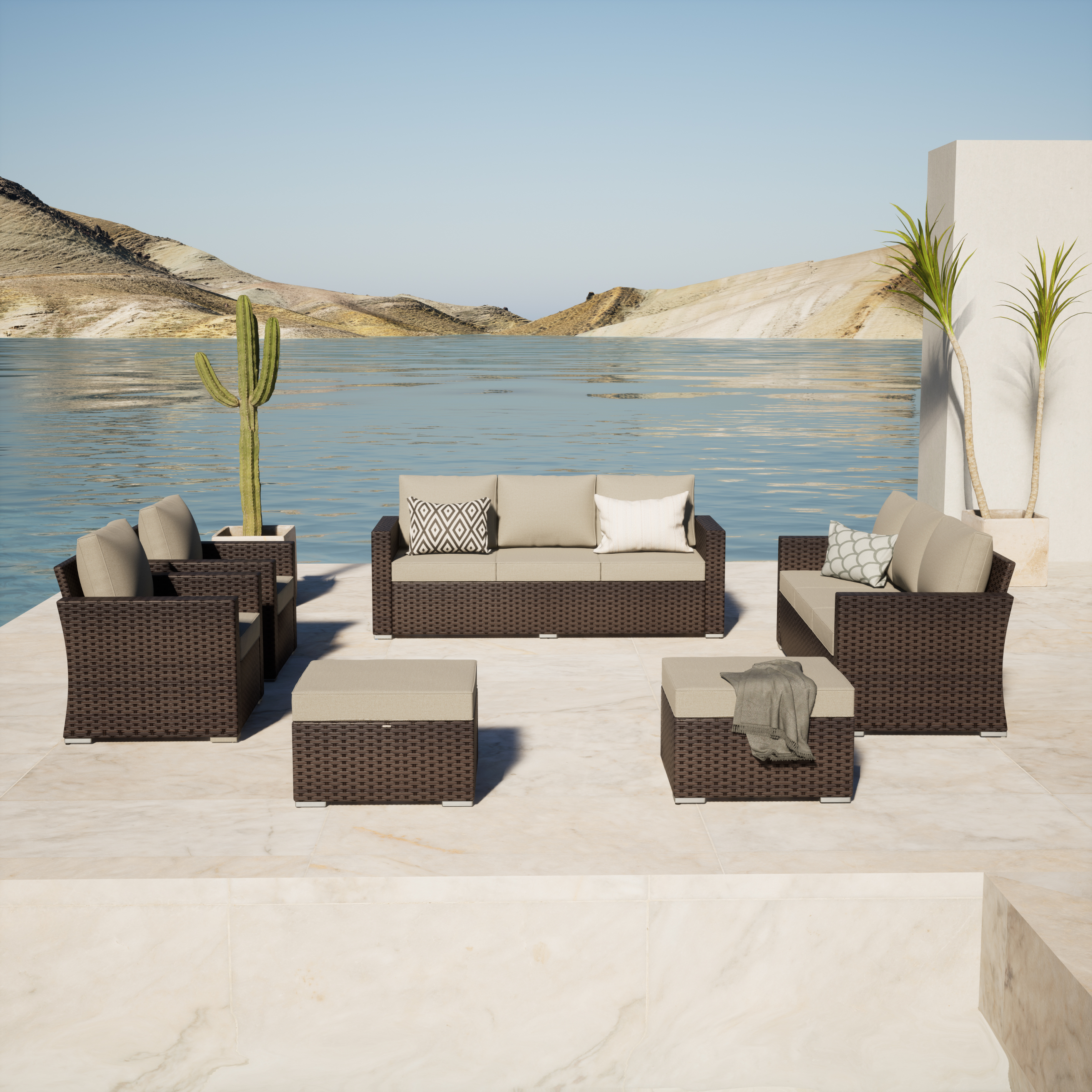 Eastlake 6 - Person Outdoor Seating Group with Cushions - 8 Seat