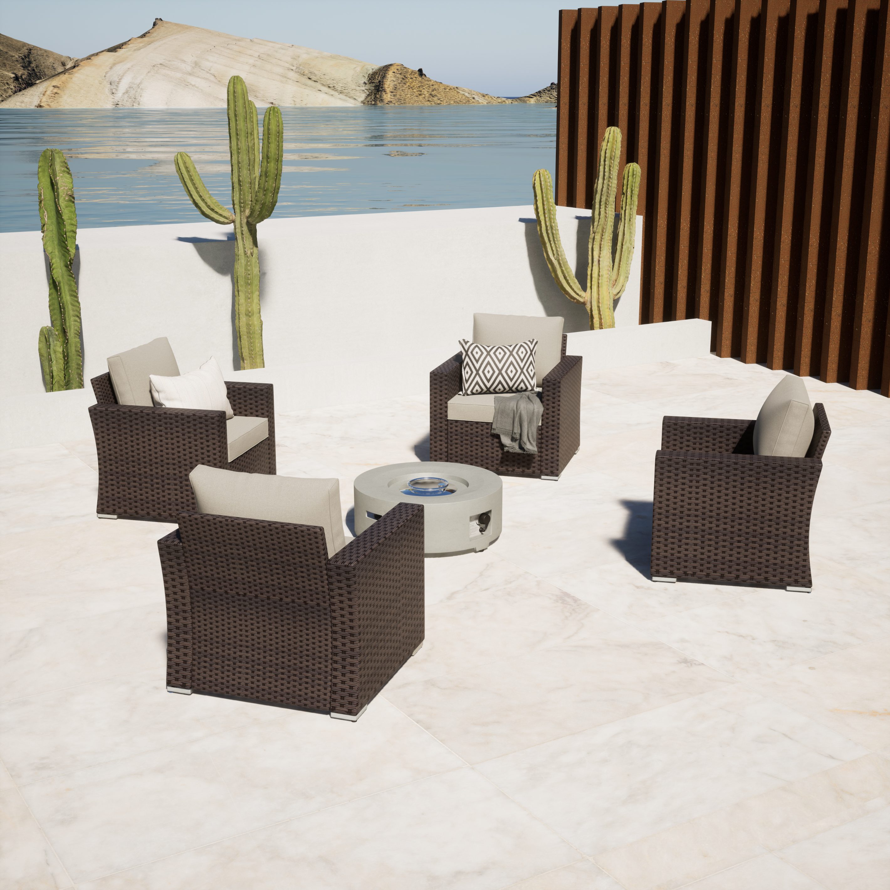 Eastlake 5 - Person Outdoor Seating Group with Cushions - 4 Seat