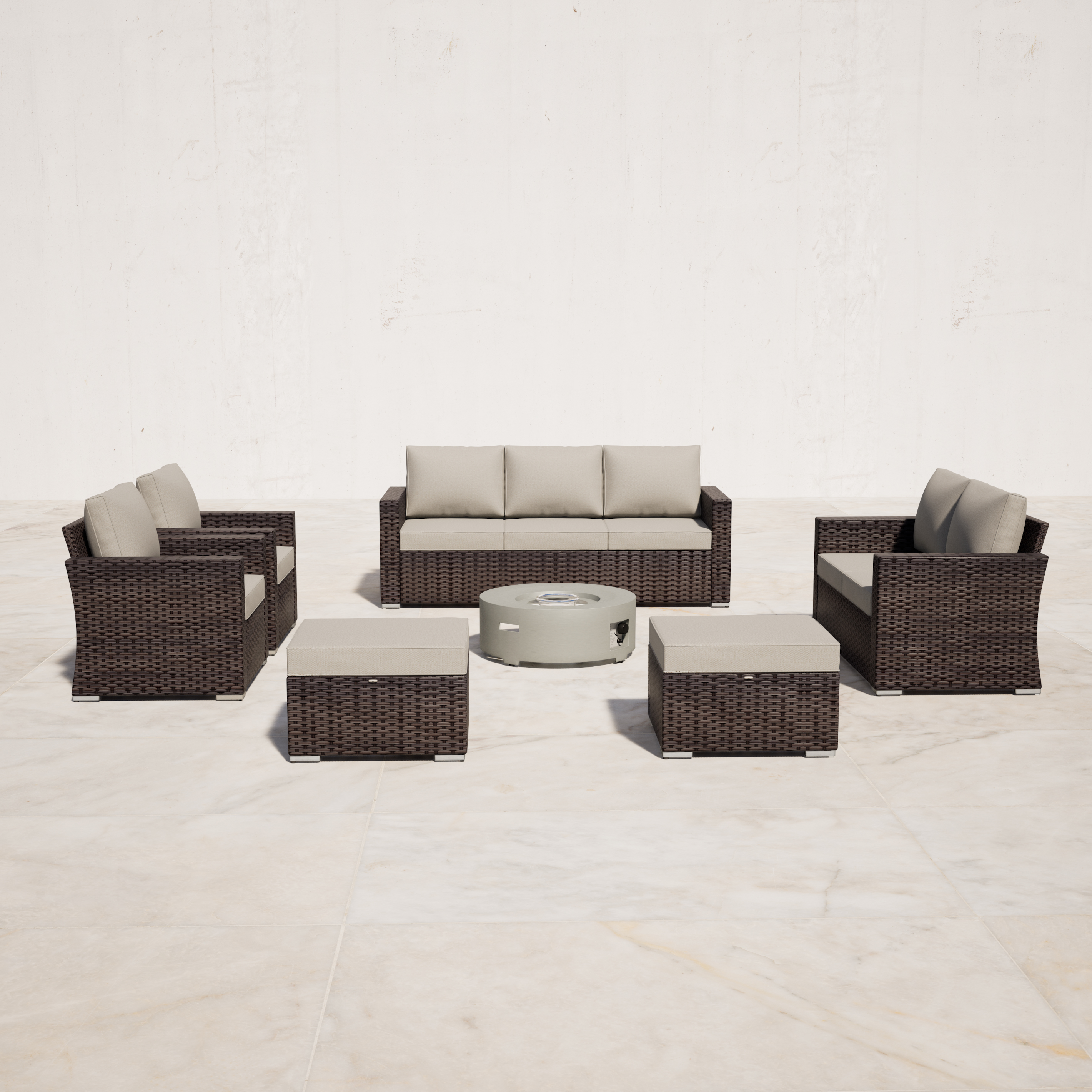 Eastlake 7 - Person Outdoor Seating Group with Cushions With Fire Table