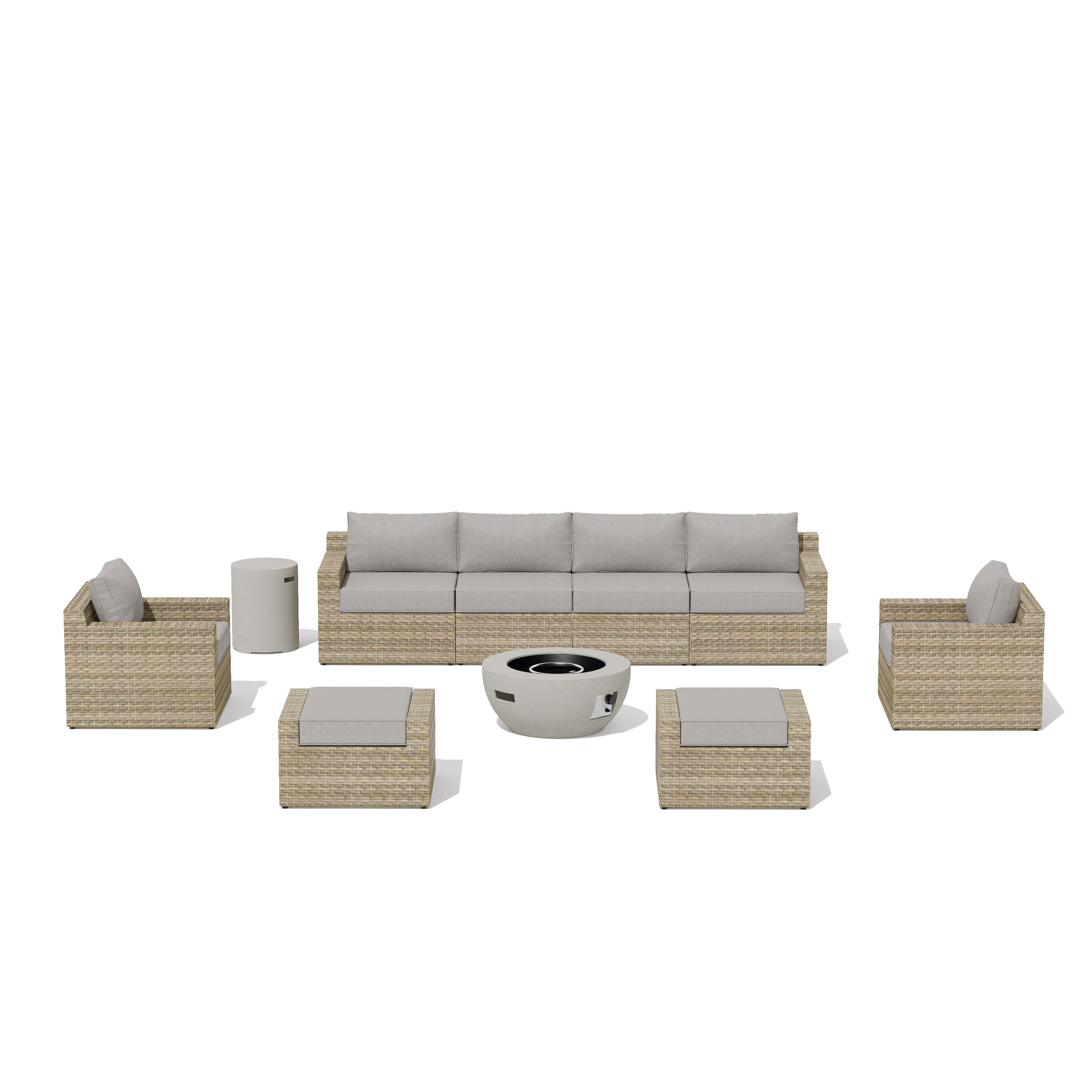 VENTURA 8 - Person Outdoor Seating Group with Cushions - Fire table-Egg