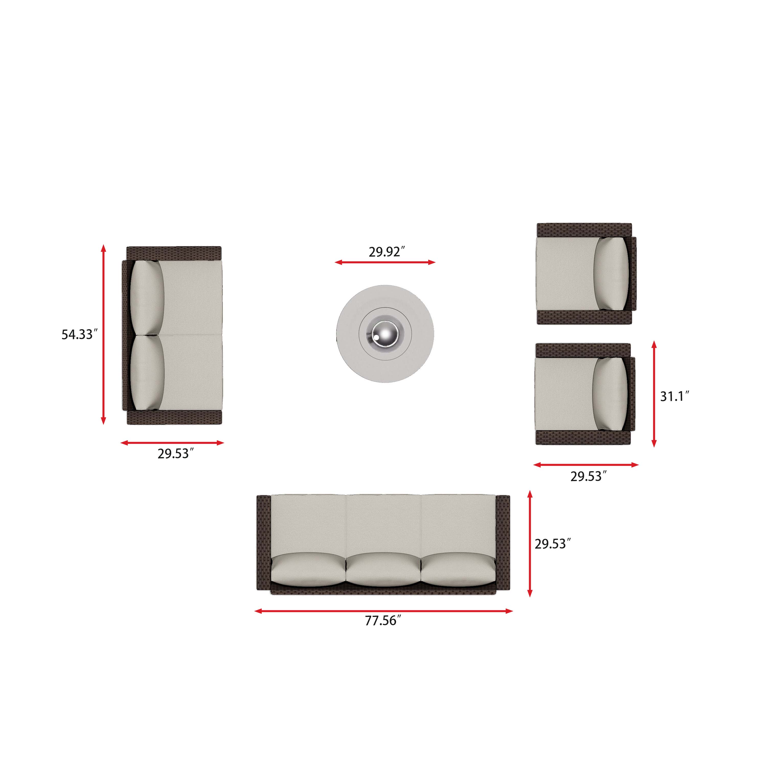 Eastlake 5 - Person Outdoor Seating Group with Cushions - Fire Table
