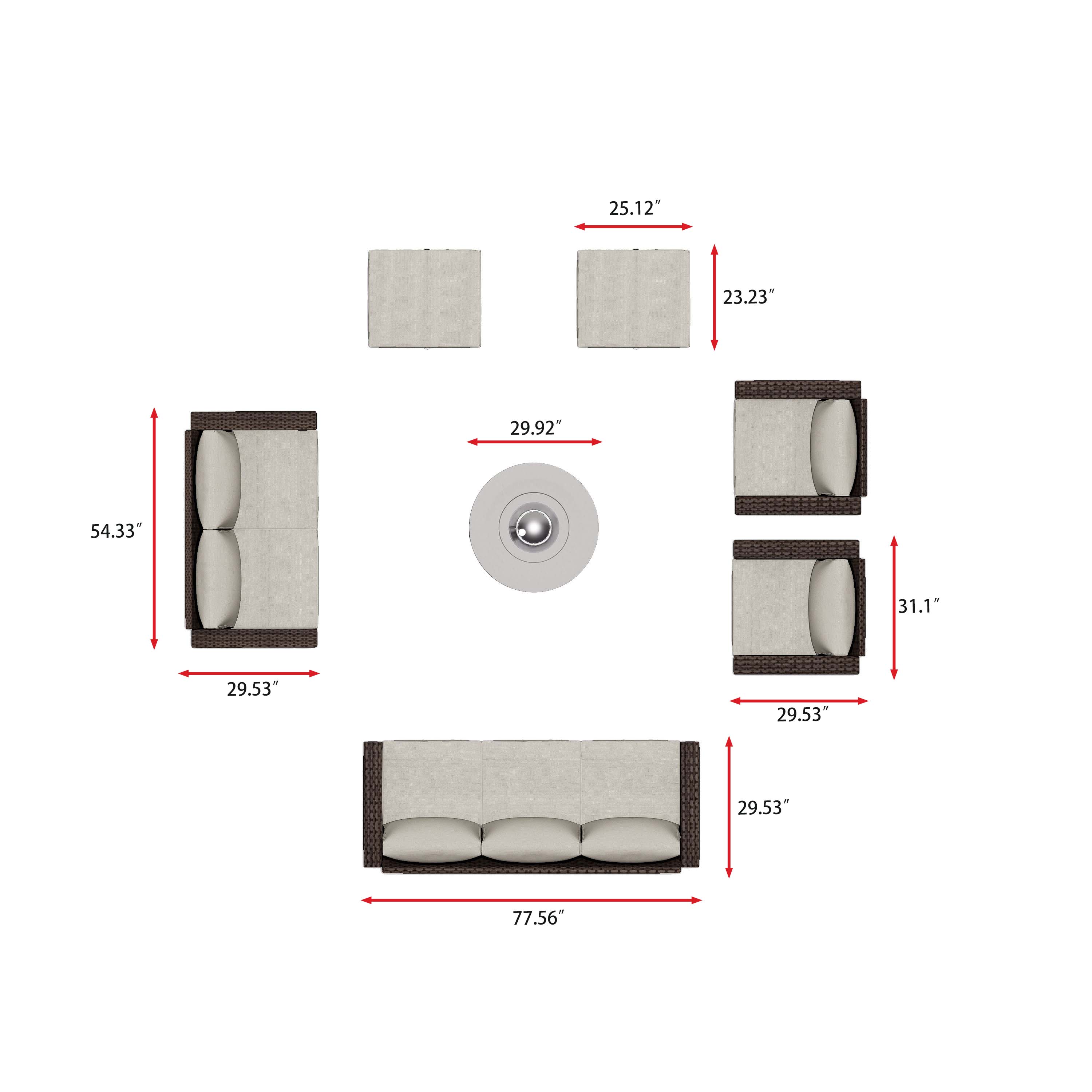Eastlake 7 - Person Outdoor Seating Group with Cushions With Fire Table