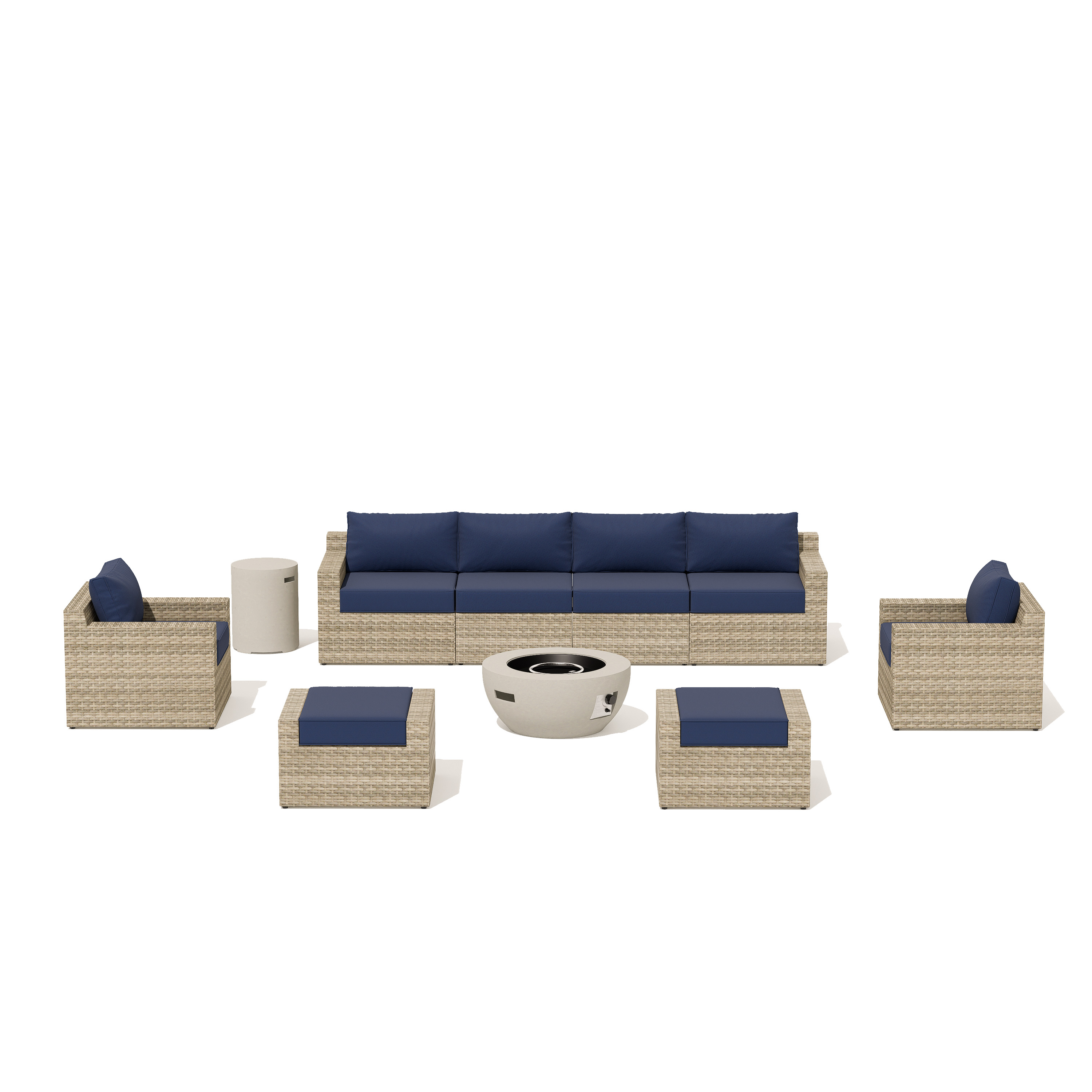 VENTURA 8 - Person Outdoor Seating Group with Cushions - Fire table-Egg