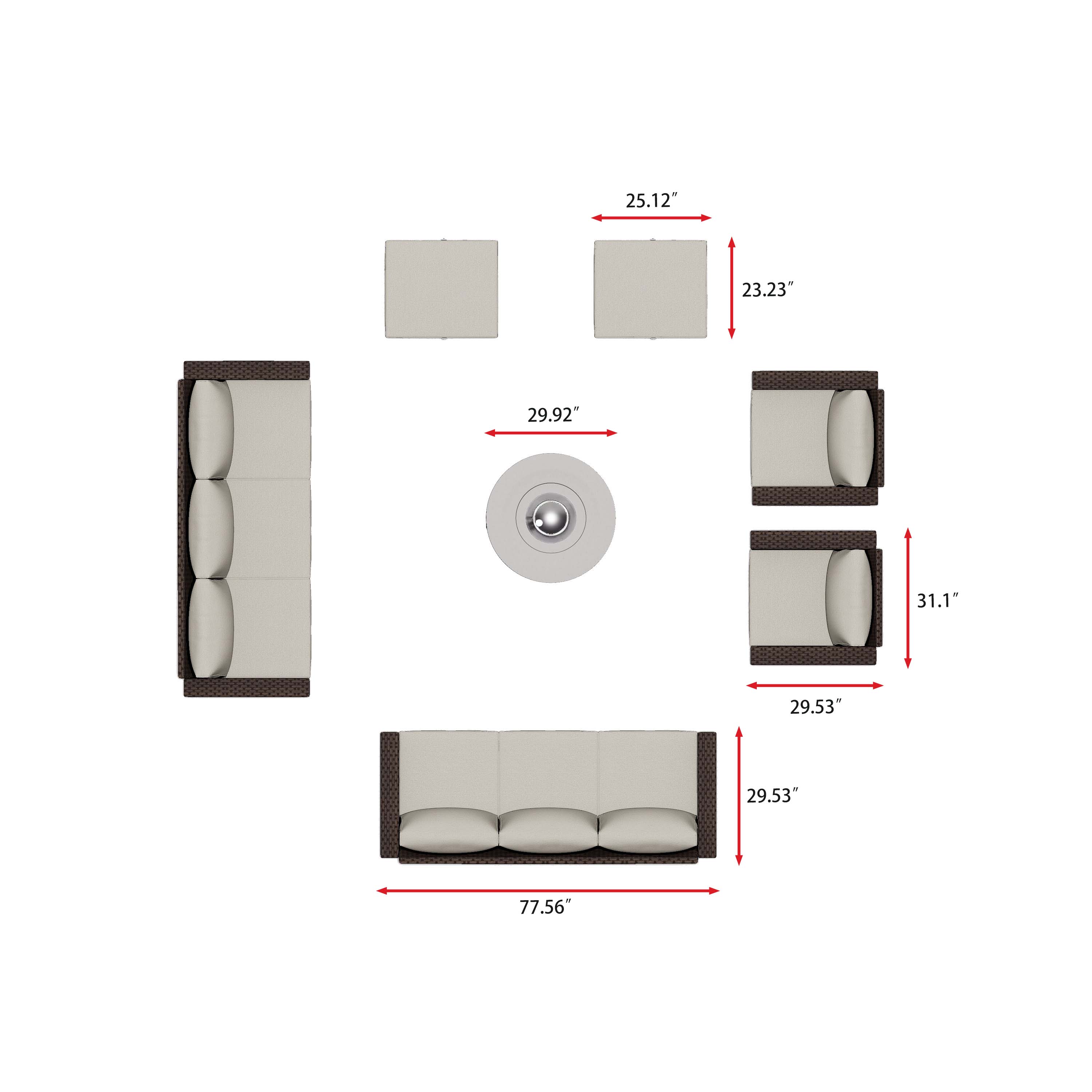 Eastlake 7 - Person Outdoor Seating Group with Cushions - 5 Seat