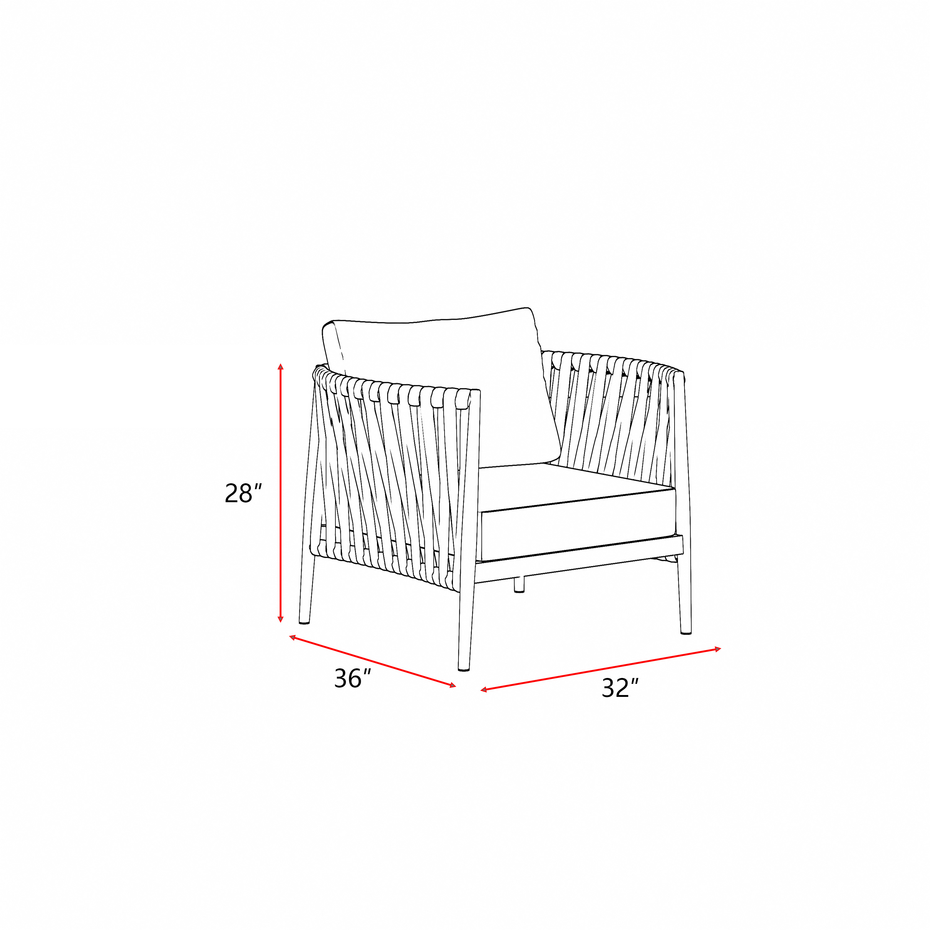 RED 4 Piece Rope Woven Aluminum Conversation Set by Baeryon-Beige