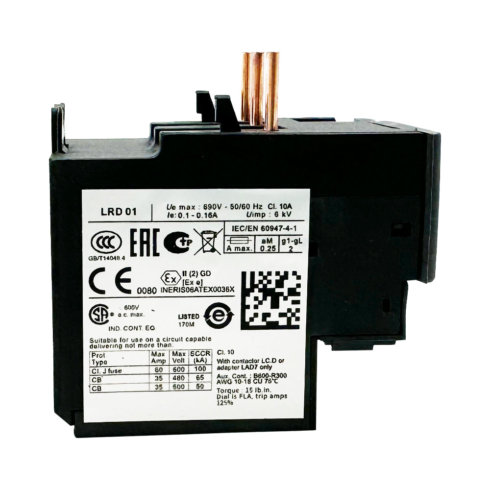 LRD01 Thermal Overload relays 0.1-0.16A apply to new LC1D contactor