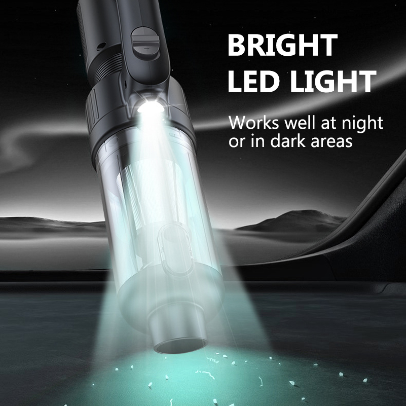 Car Vacuum Cleaner Cordless 2 in 1 Portable Handheld Vacuums & Air Duster with LED Light, Multi-Nozzles for Car Home Office Pet