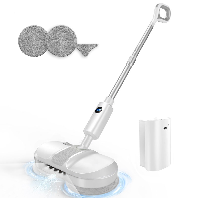 Cordless Electric Mop for Floor Cleaning Dual Spin Mop w/ LED Headlight Water Spray Water Tank Detachable Battery Self-Propelled-grikey