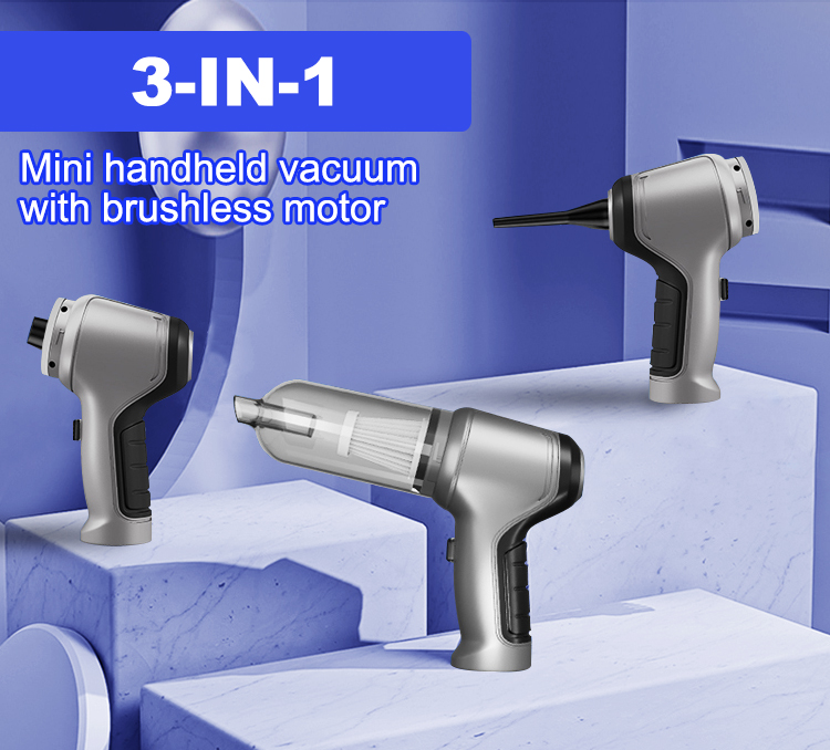 Cordless Brushless Motor 12000PA 3 in 1 Wireless Vacuum Cleaner Mini Air Duster for Car Home Office