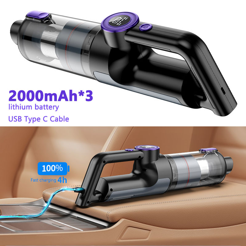 Handheld Vacuum Cleaner 14000Pa Brushless Portable Cordless Rechargeable Cyclone Car Vacuum with LED Light for Home Pet Hair-grikey