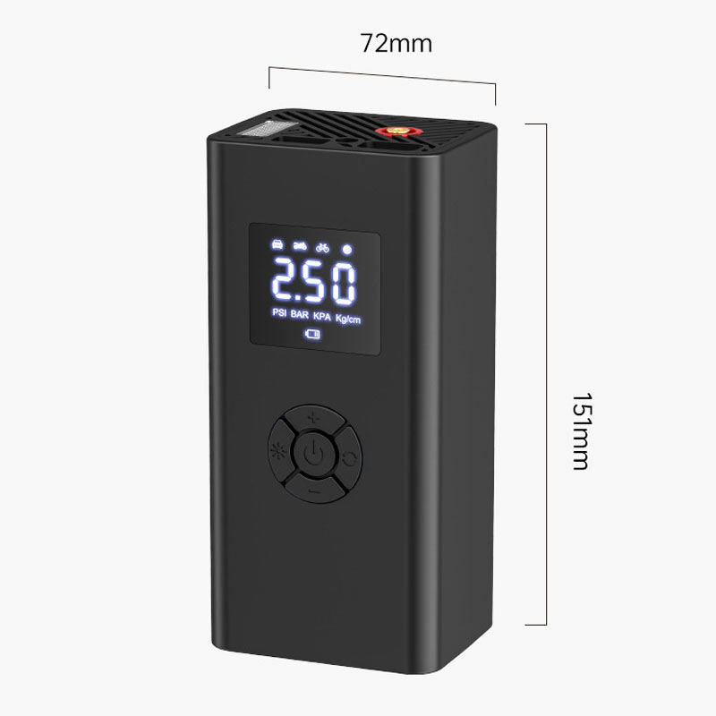 Portable 6000mAh Wireless Air Compressor with Power Bank, Tire Inflator w/ 4 Modes LCD, Type-C, Auto Shut-Off & LED Light-grikey