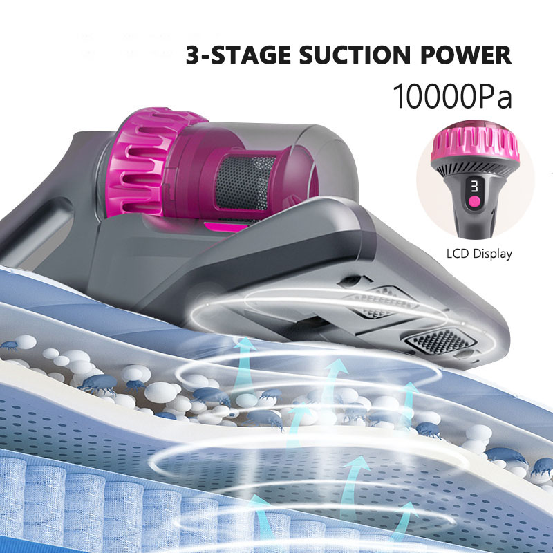 Bed Vacuum Cleaner UV-C Light Sanitizing Cordless Anti-allergen Powerful Handheld Mattress Vacuum for Bed Sofa Car Vacuuming-grikey