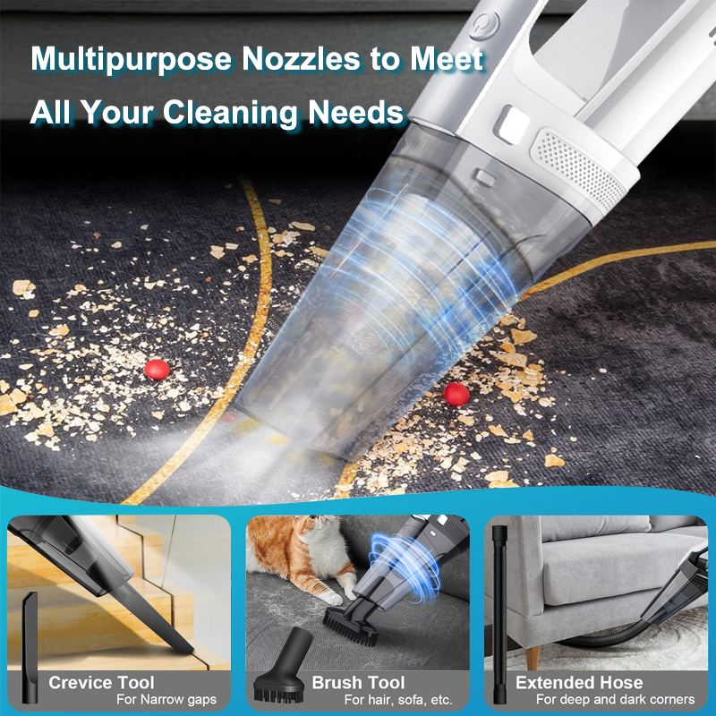 Handheld Vacuum Portable Rechargeable Car Vacuum Cleaner Cordless with 12000PA Powerful Suction for Car Home Office and Pet Hair-grikey