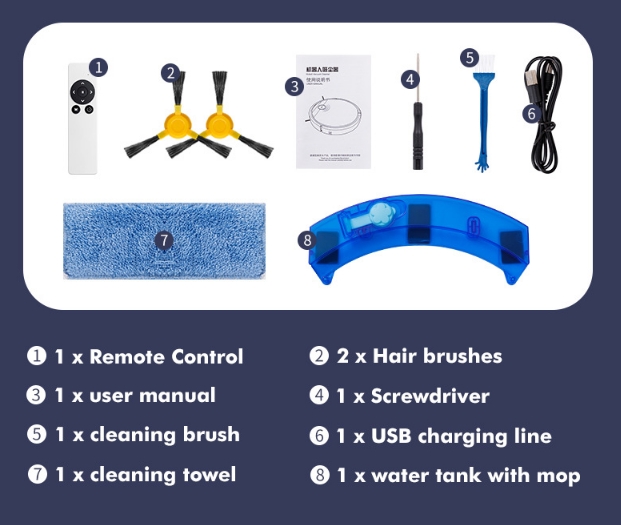 Robot Vacuum and Mop Combo Cleaner Slim Mopping Robotic Vacuum Cleaner with Water Tank for Hard Floor, Wood Floor, Pet Hair-grikey