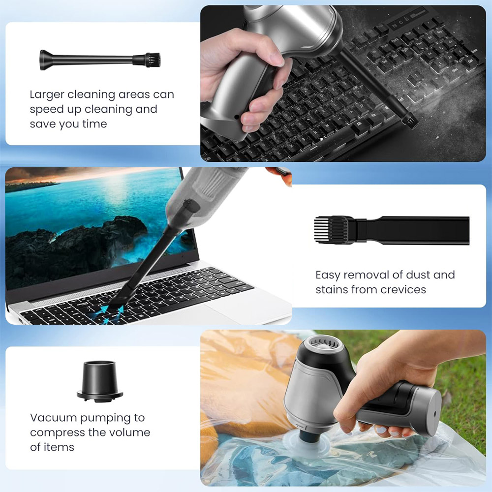 Cordless Brushless Motor 12000PA 3 in 1 Wireless Vacuum Cleaner Mini Air Duster for Car Home Office